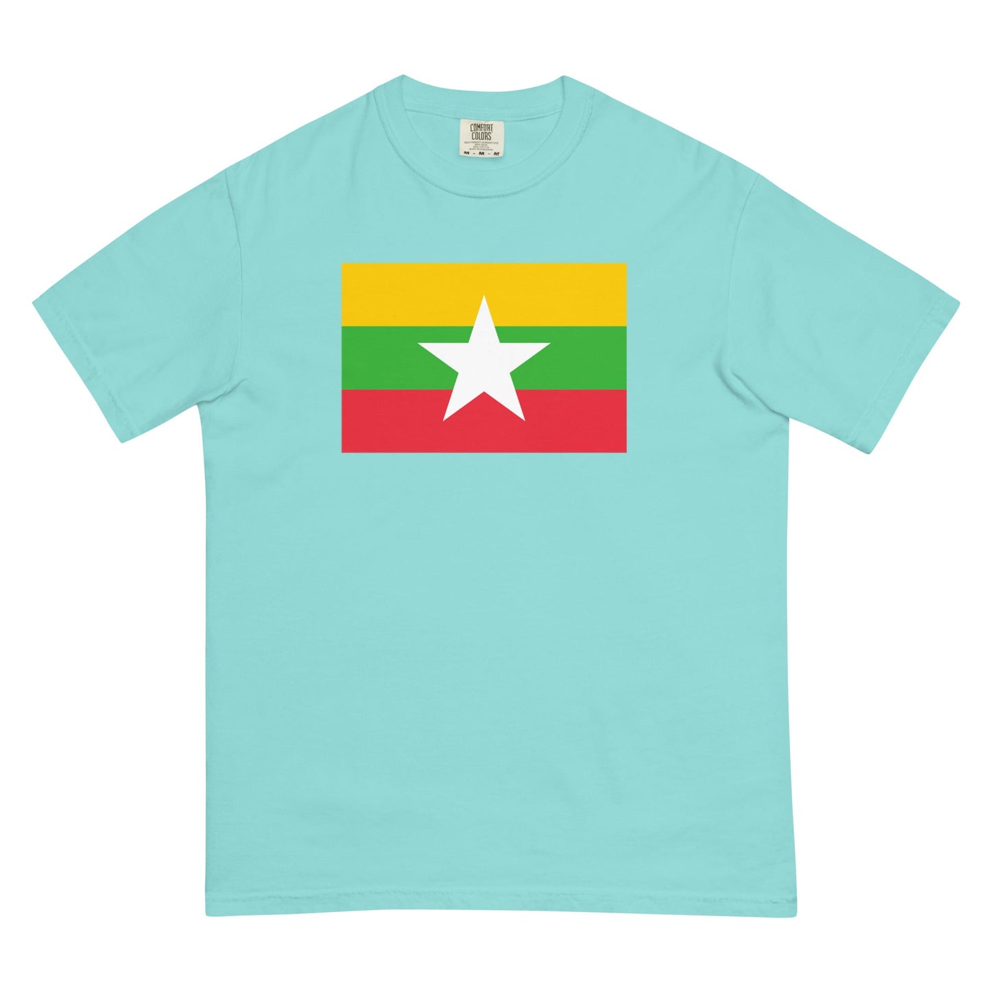 hemp shirt with Myanmar Burma flag design, 3X large