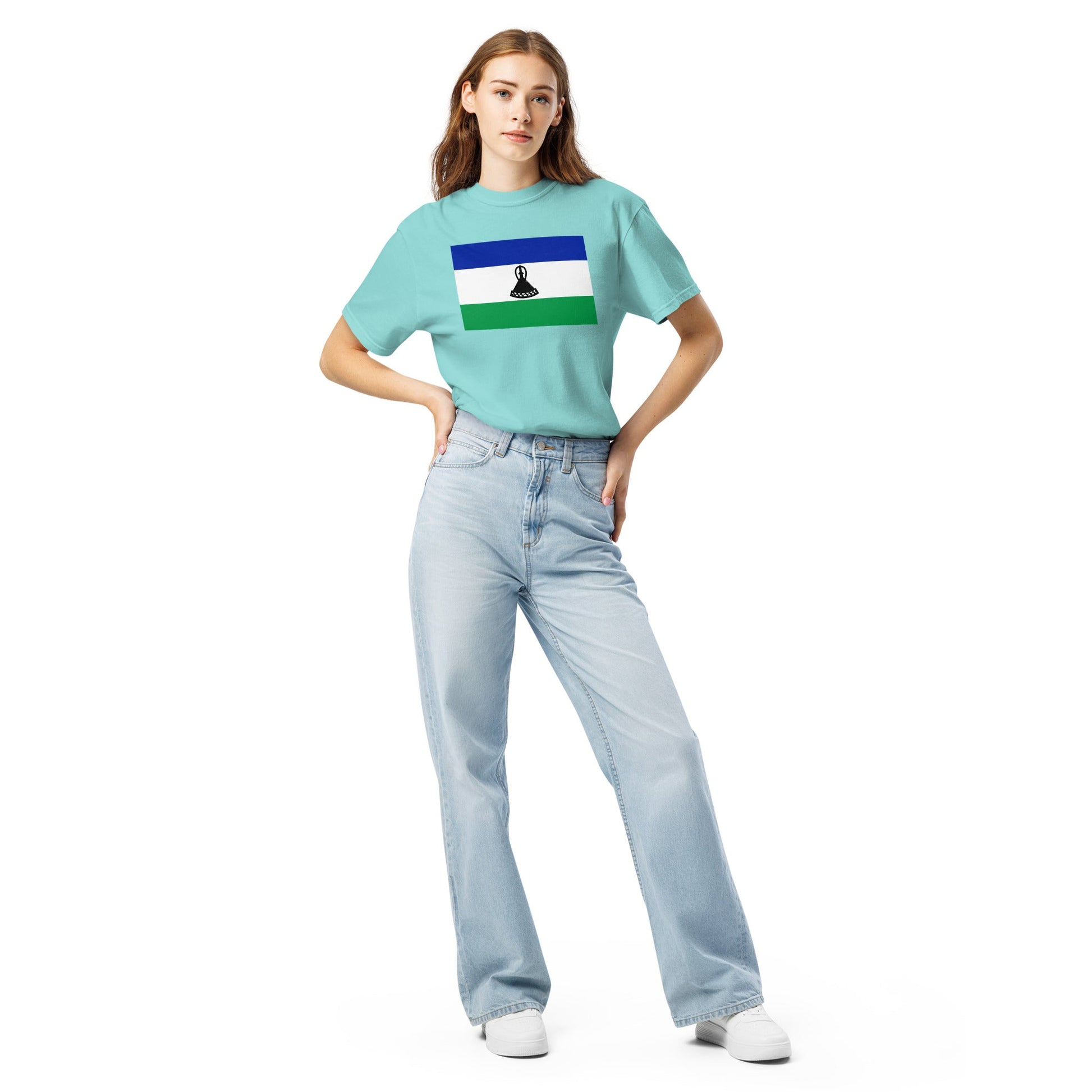 Flag tee representing Lesotho in red, 2X large