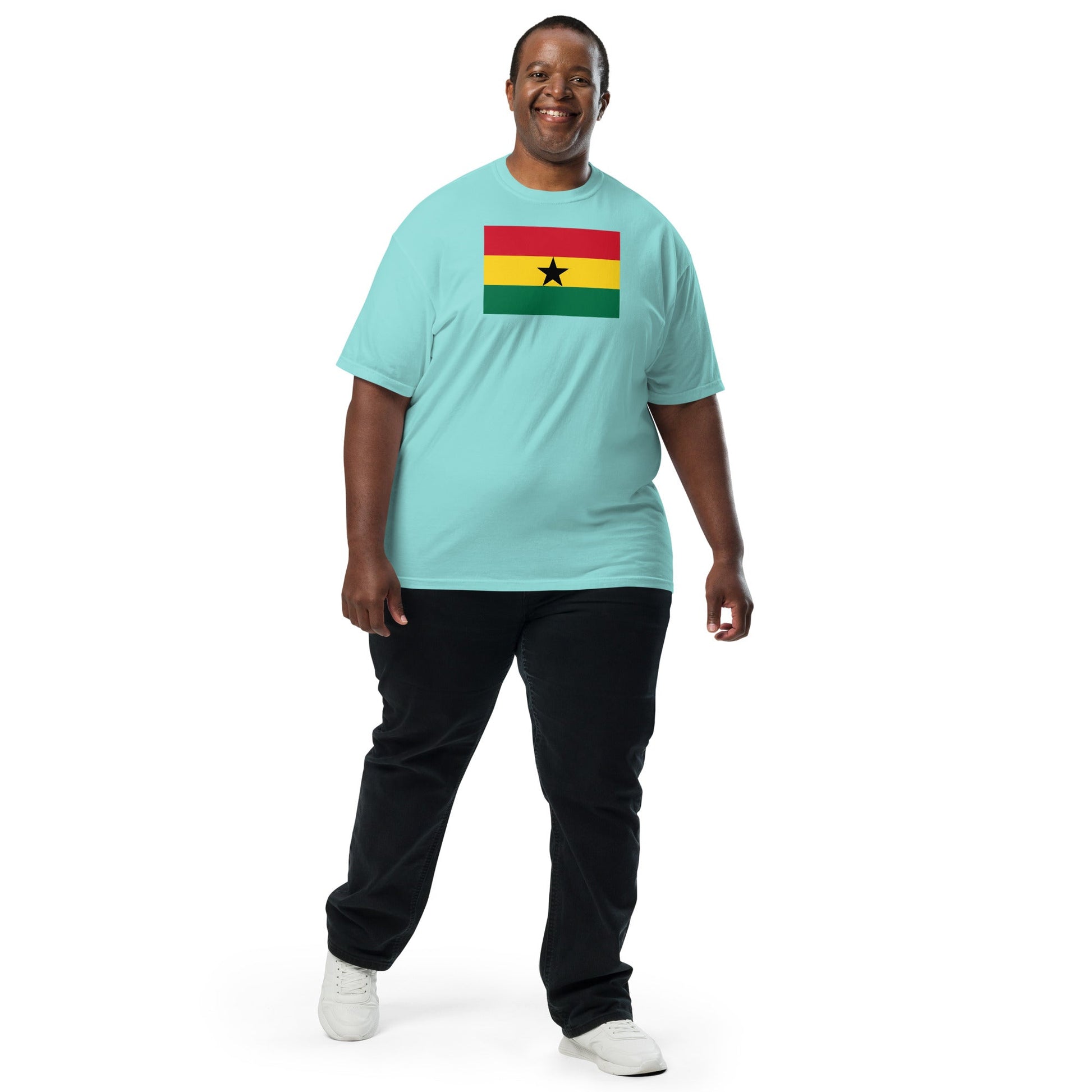 Flat lay of red Ghana flag tee, extra large size