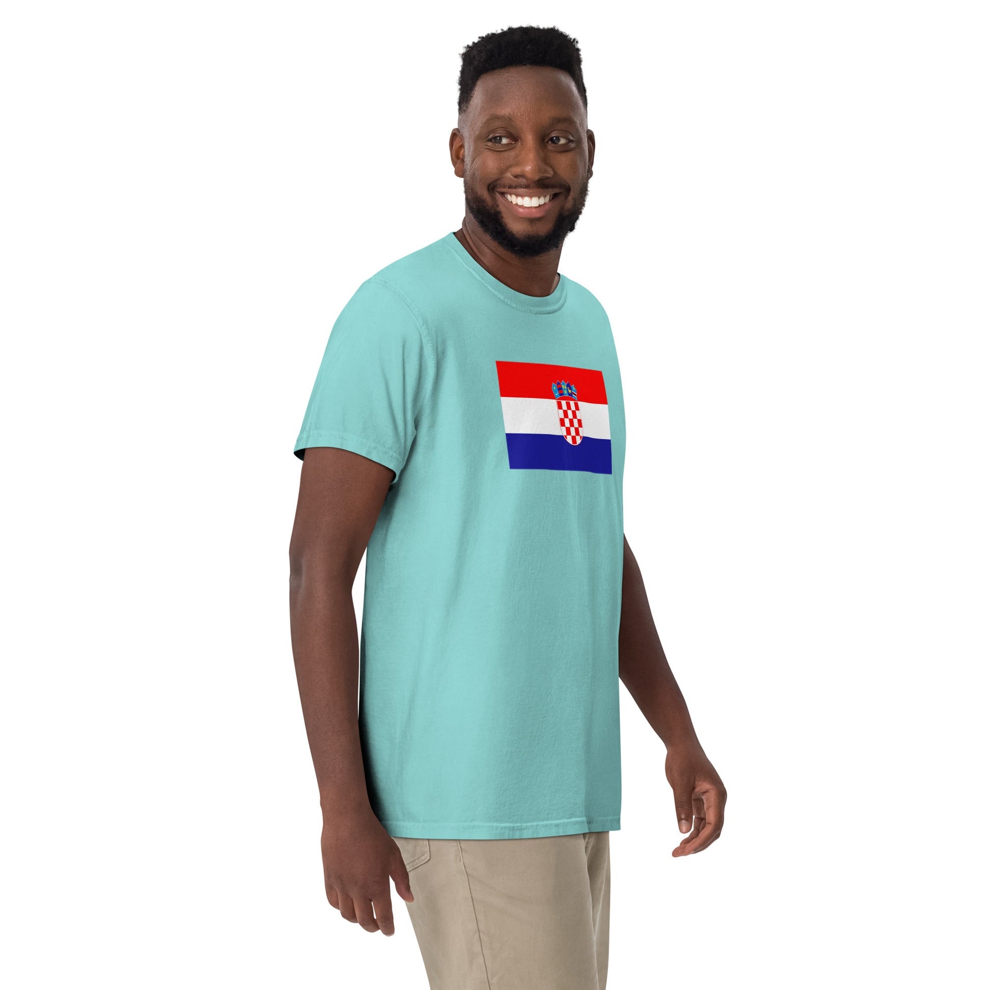 Flat lay of true navy Croatia flag tee, 3X large size