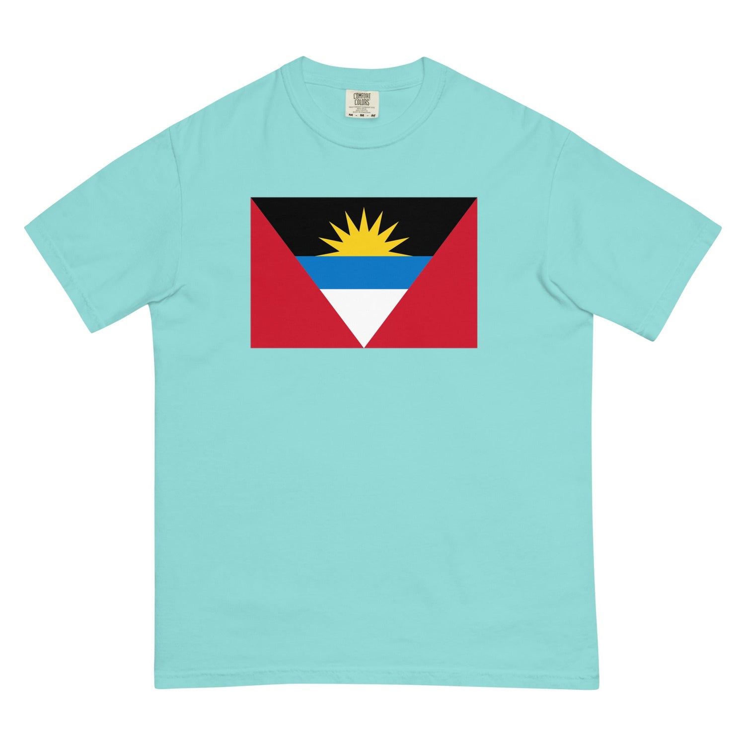Bold Antigua And Barbuda Flag Pride Shirt flag design tee in lagoon blue, 4X large