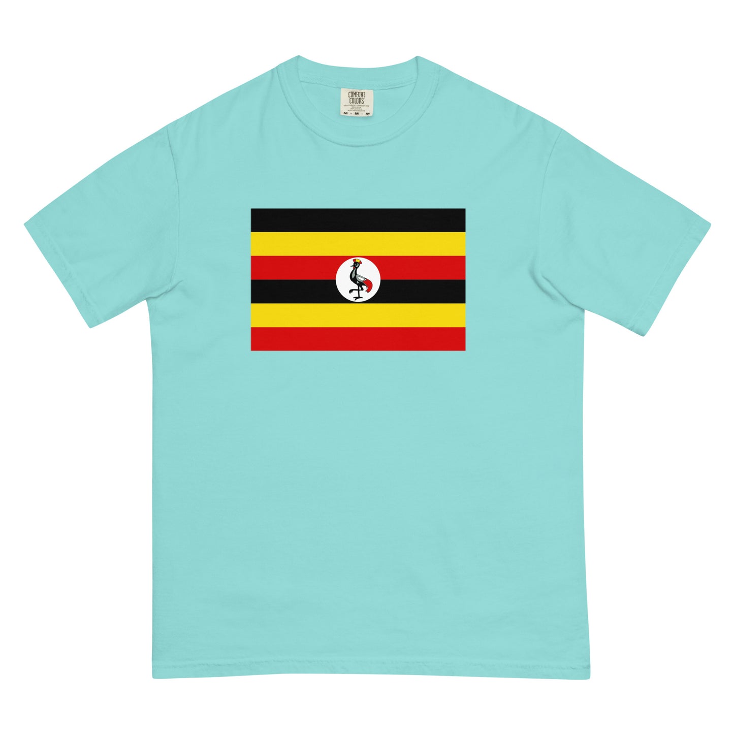 Flat lay of brick Uganda flag tee, 2X large size