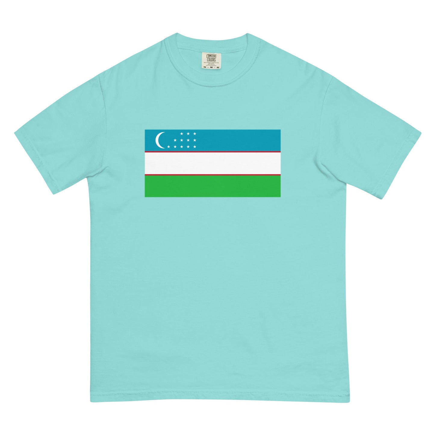 Flag tee representing Uzbekistan in true navy, medium