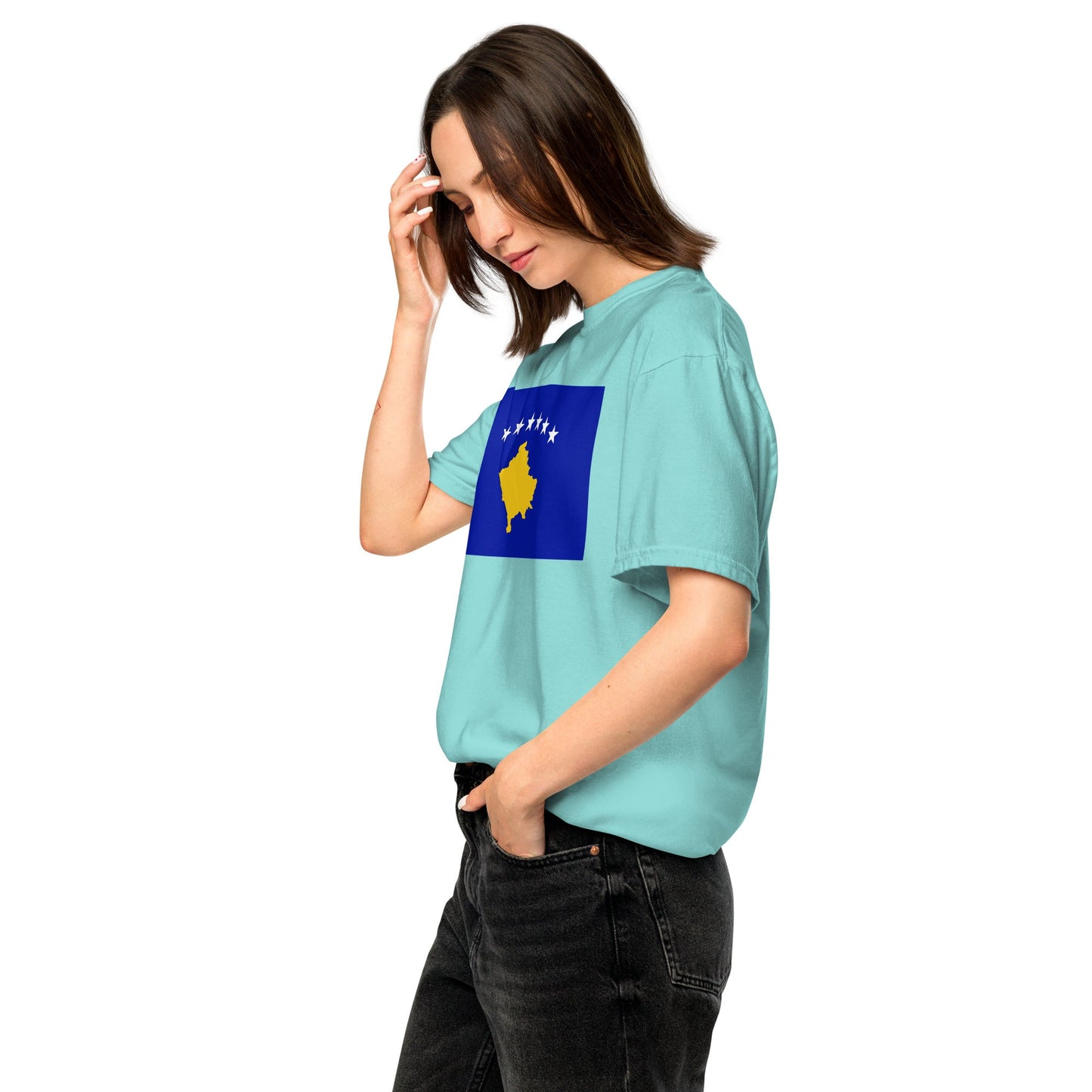Bold Kosovo 1 flag design tee in red, 4X large