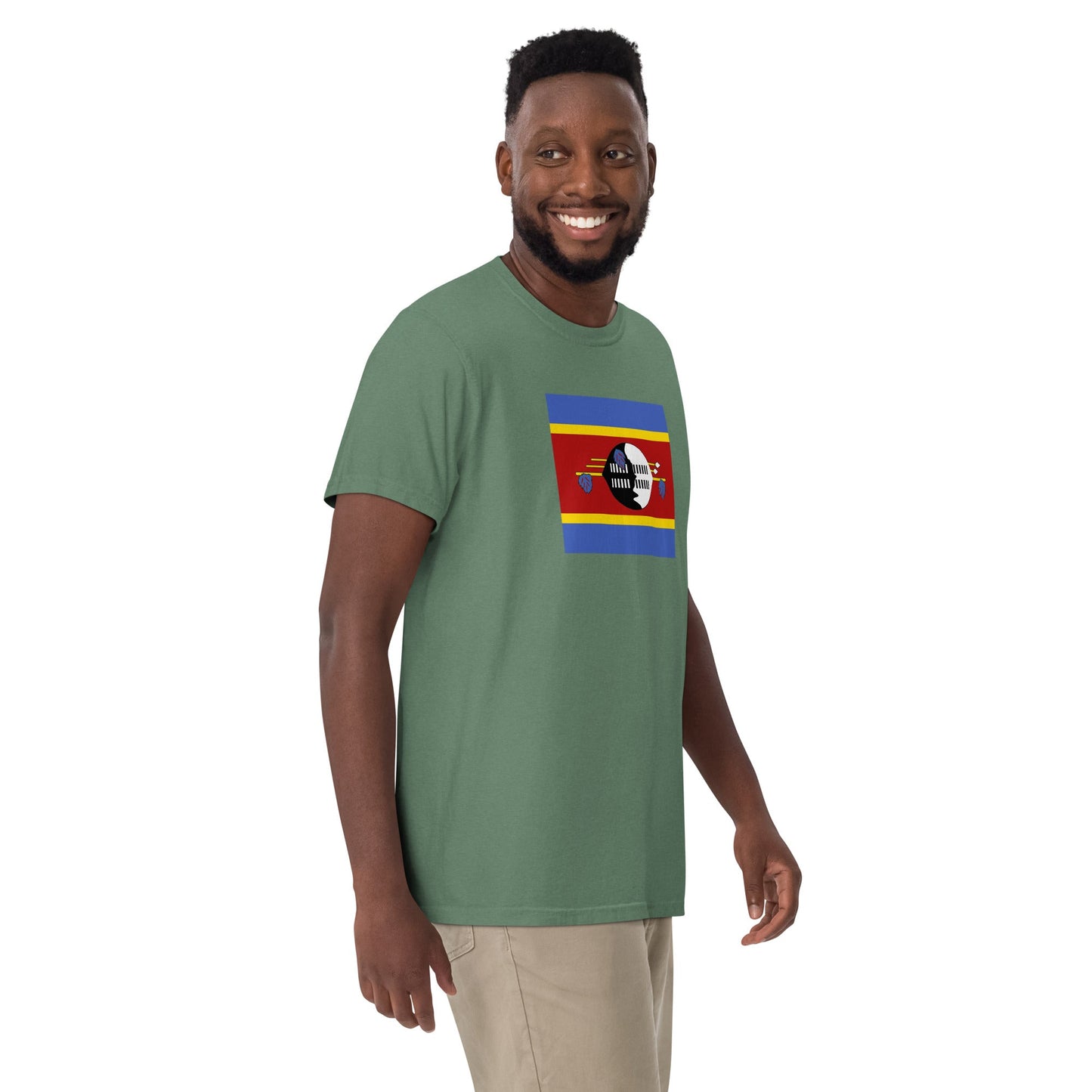 Flat lay of red Eswatini Formerly Swaziland flag tee, small size