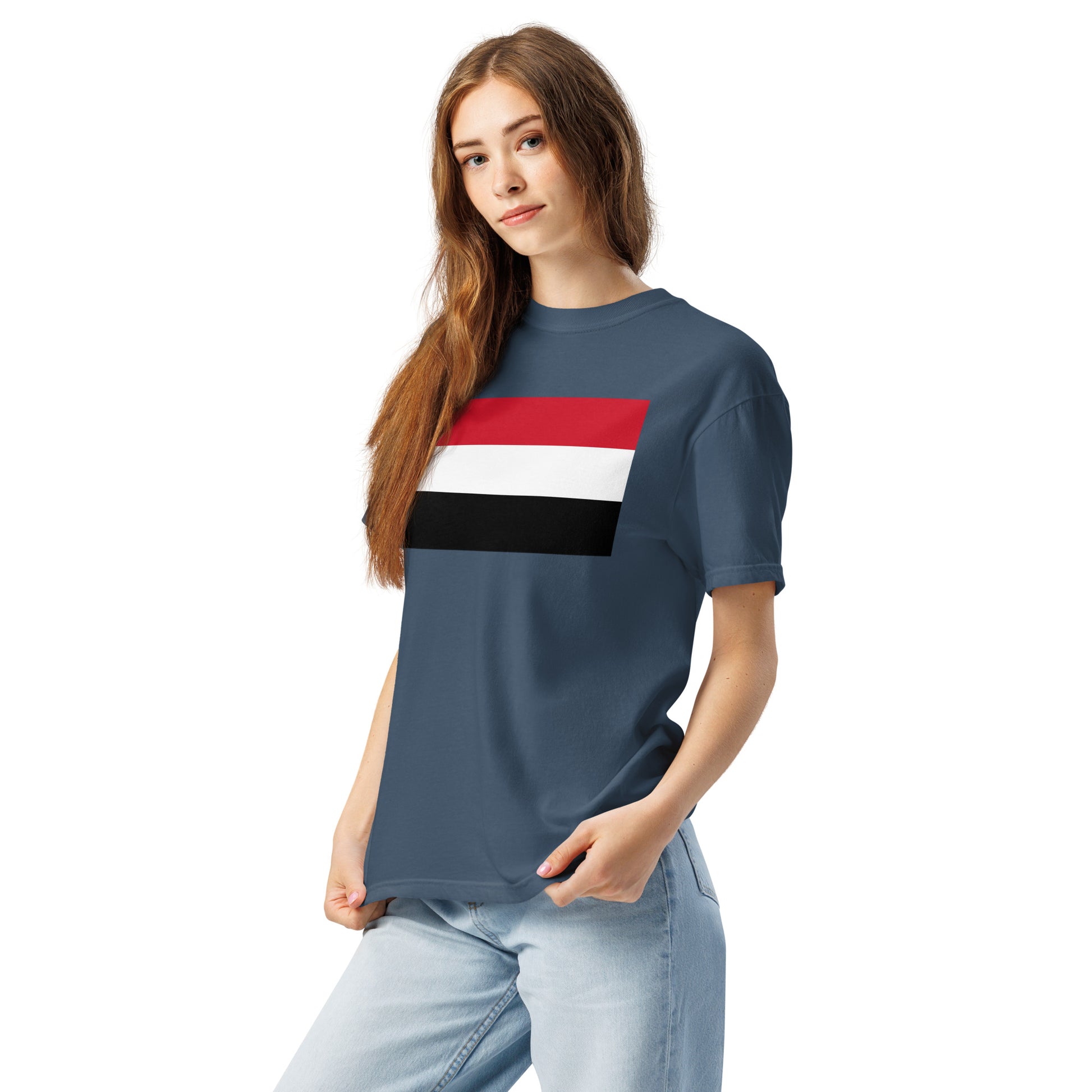 Flag tee representing Yemen in blue spruce, small