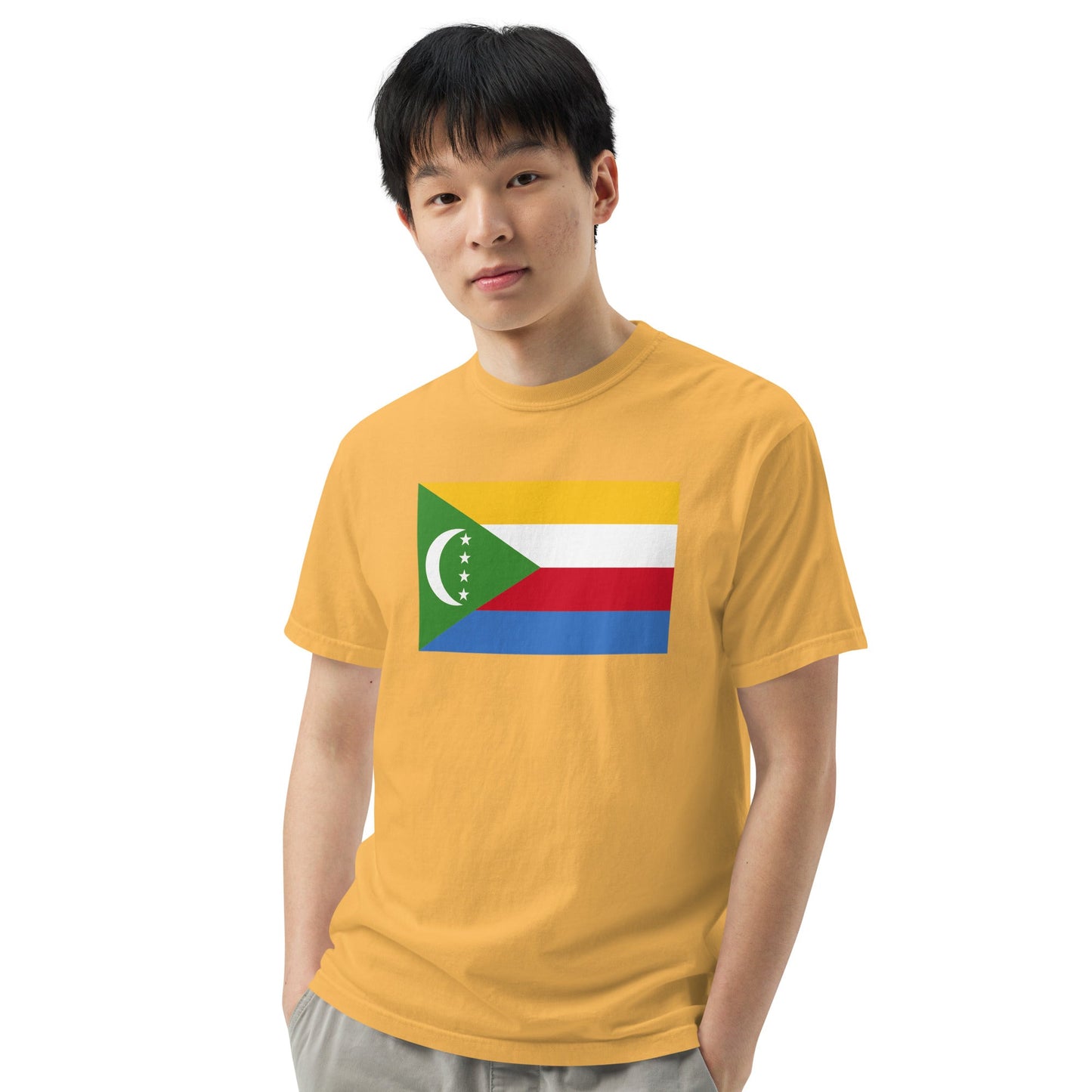 Flag tee representing Comoros in red, 2X large