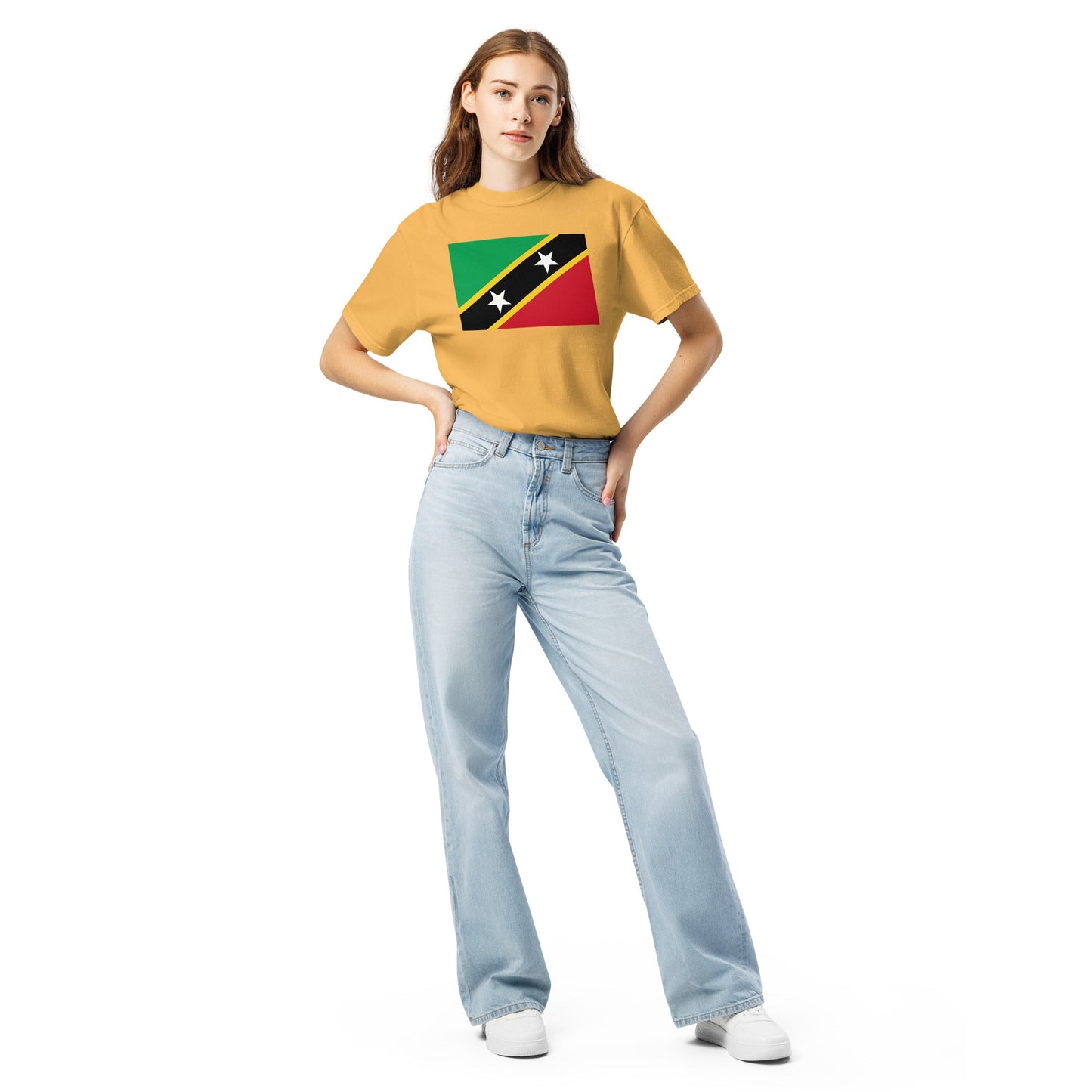 Flag tee representing Saint Kitts And Nevis in black, 3X large