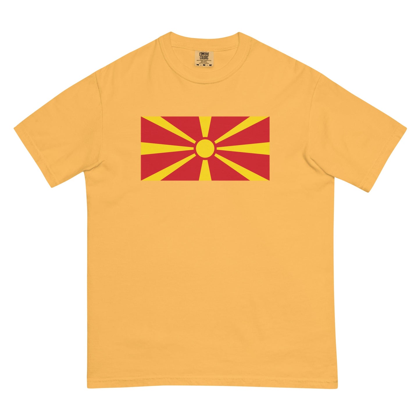 North Macedonia Formerly Macedonia flag shirt in true navy, size medium