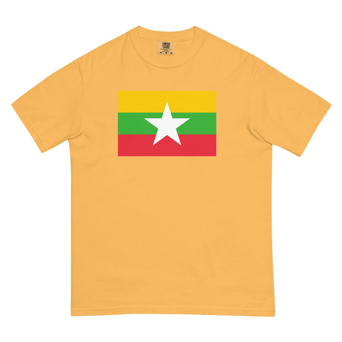 Flag tee representing Myanmar Burma in hemp, 2X large