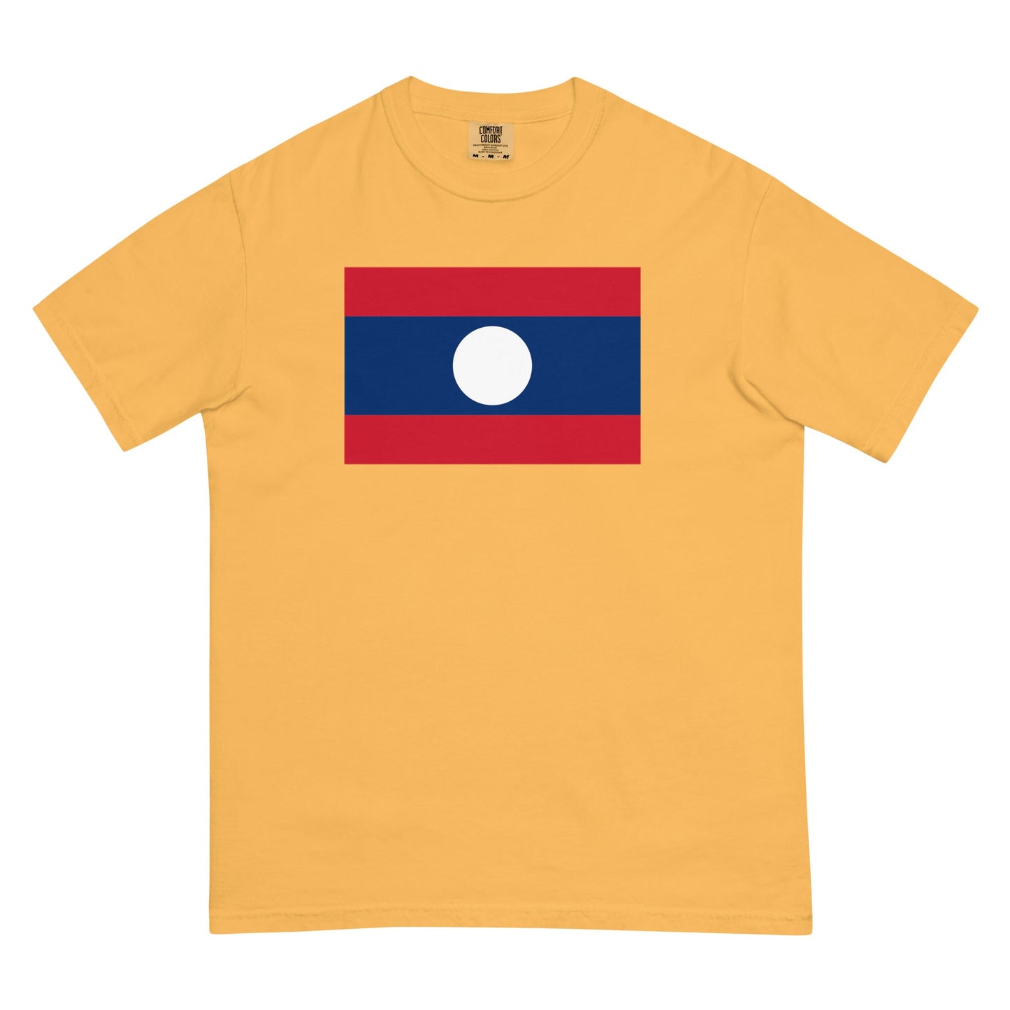 Bold Laos flag design tee in crimson, medium