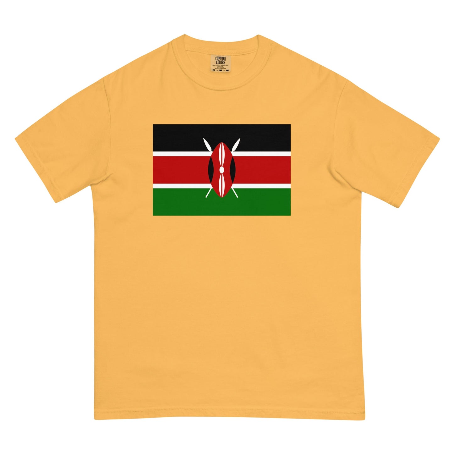 Stylish Kenya flag t-shirt laid flat, 3X large, brick