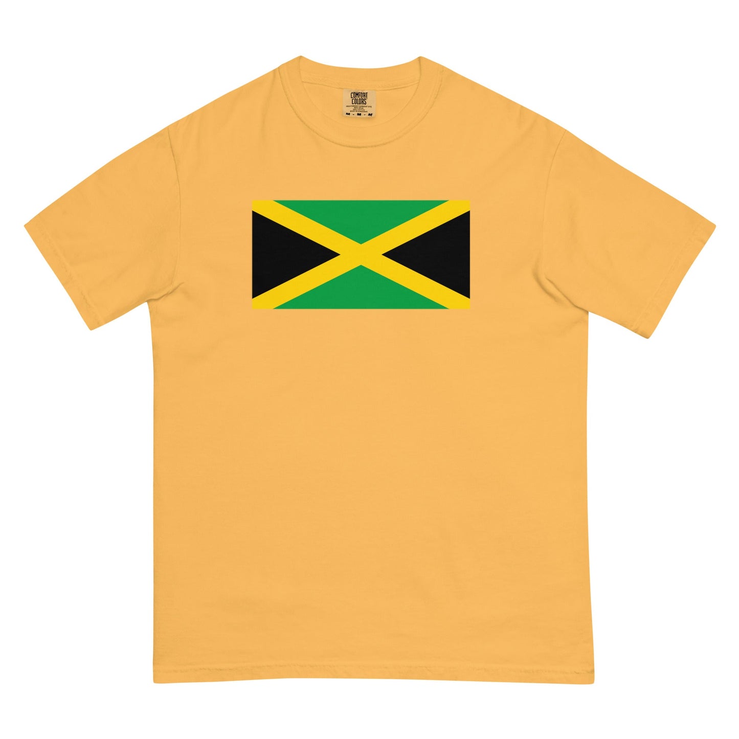 Flat lay of berry Jamaica flag tee, large size