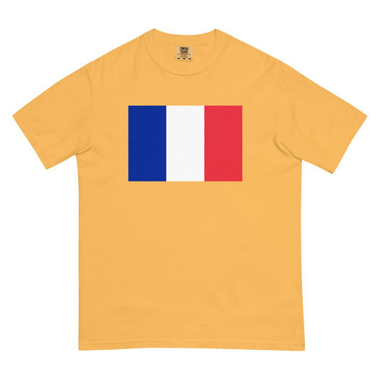 Flat lay of black France flag tee, small size