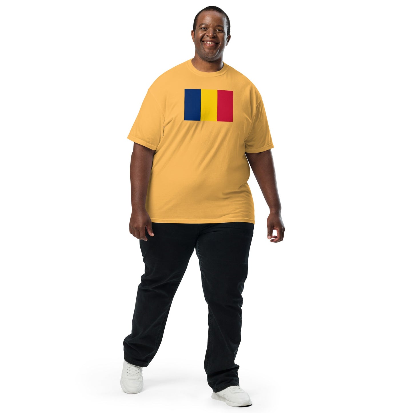Bold Chad flag design tee in true navy, 3X large