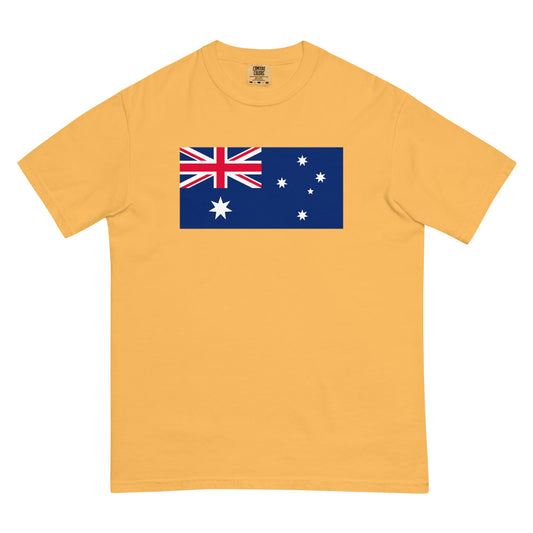 Stylish Australia flag t-shirt laid flat, small, black