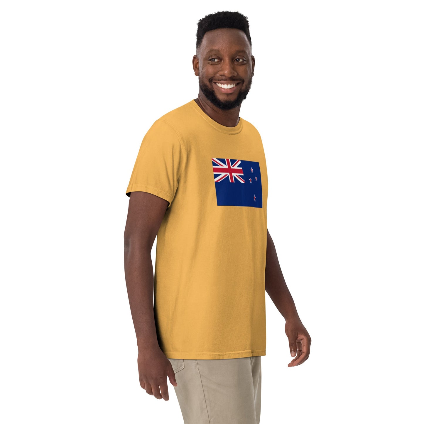 Flat lay of berry New Zealand 1 flag tee, large size