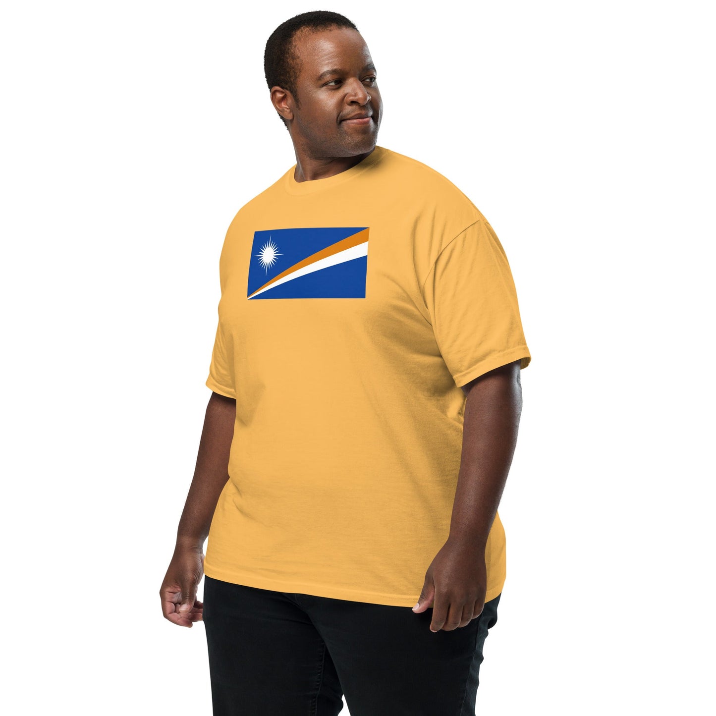 Bold Marshall Islands flag design tee in black, 4X large