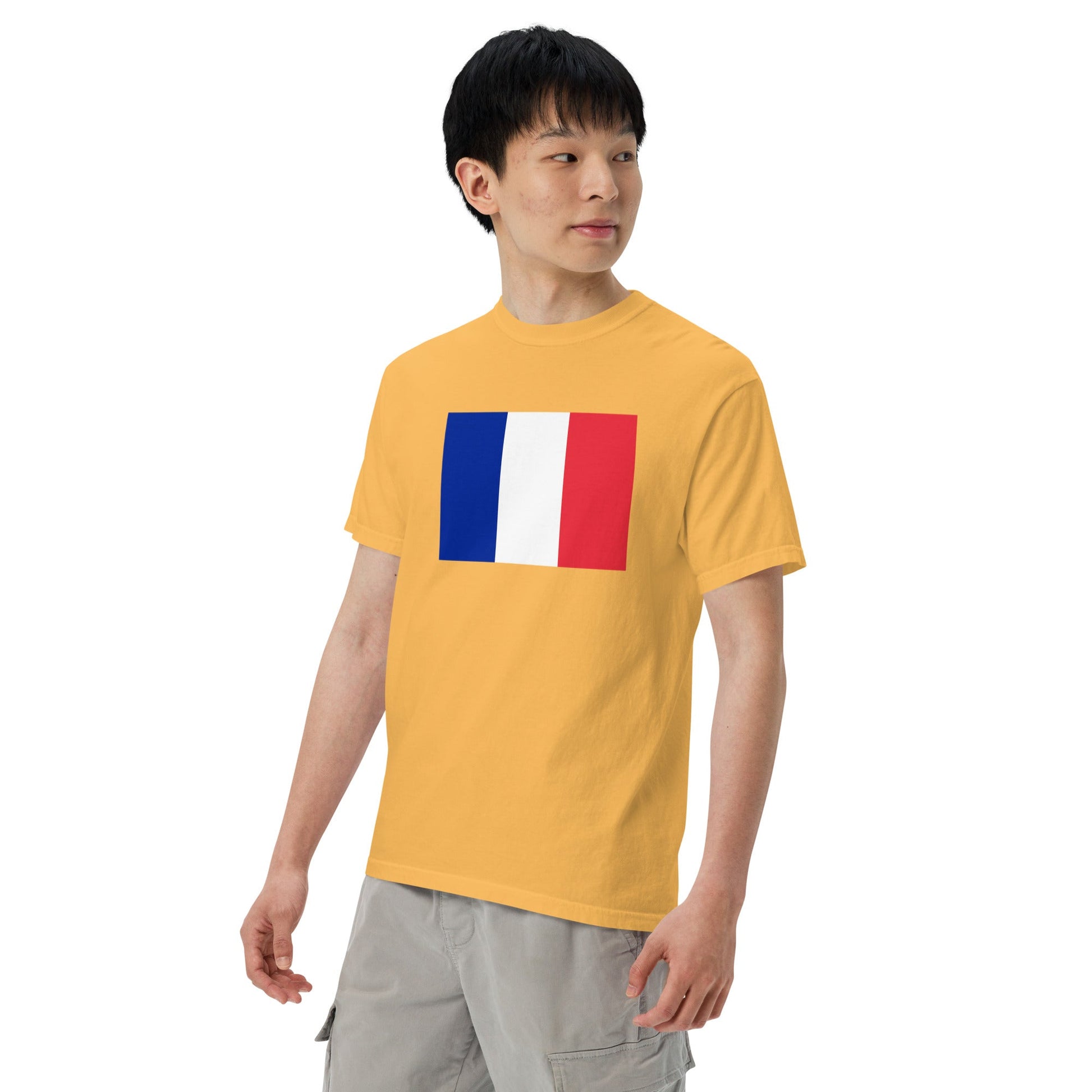 red shirt with France 1 flag design, large