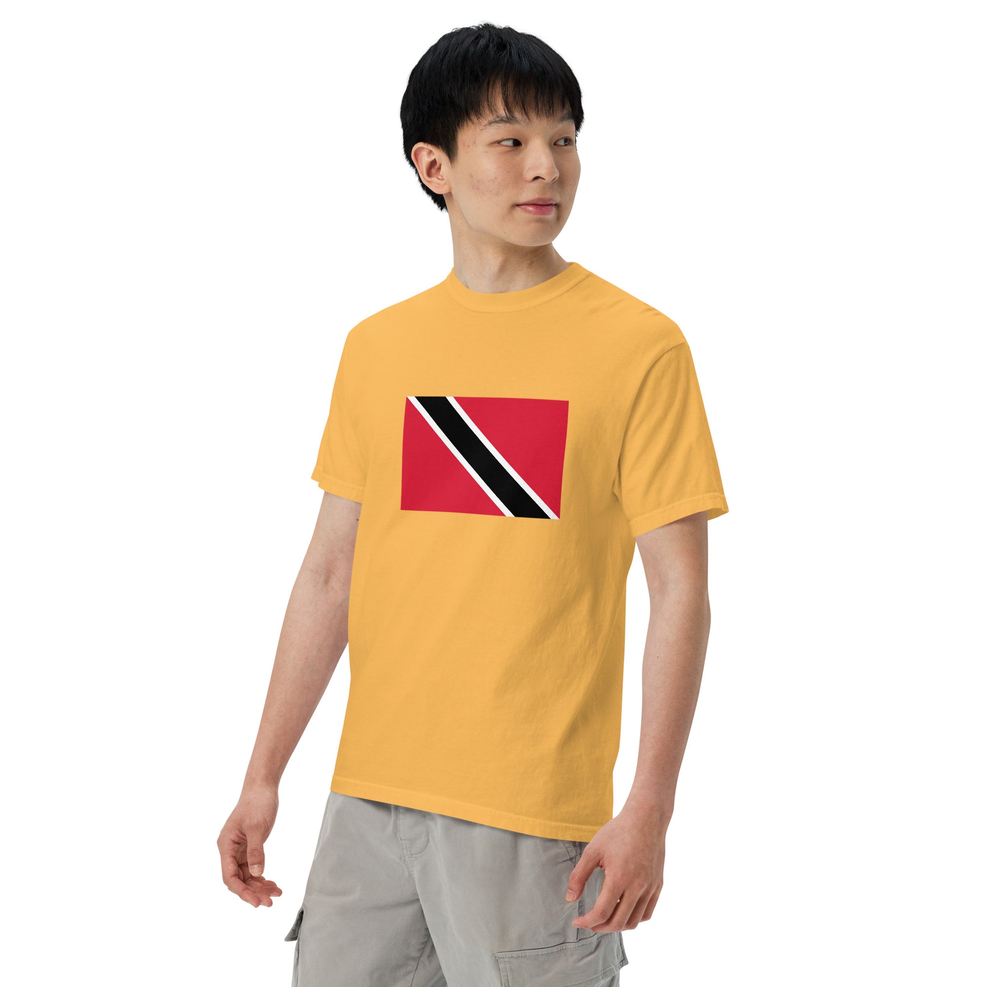 Trinidad flag shirt in blue jean, size medium