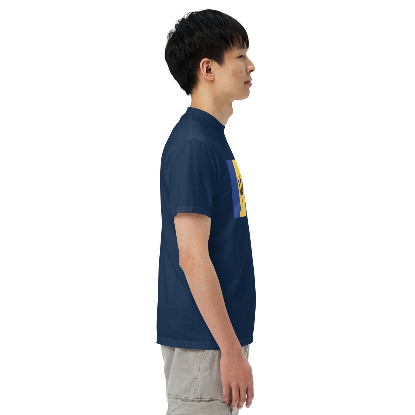 Flag tee representing Barbados in black, medium