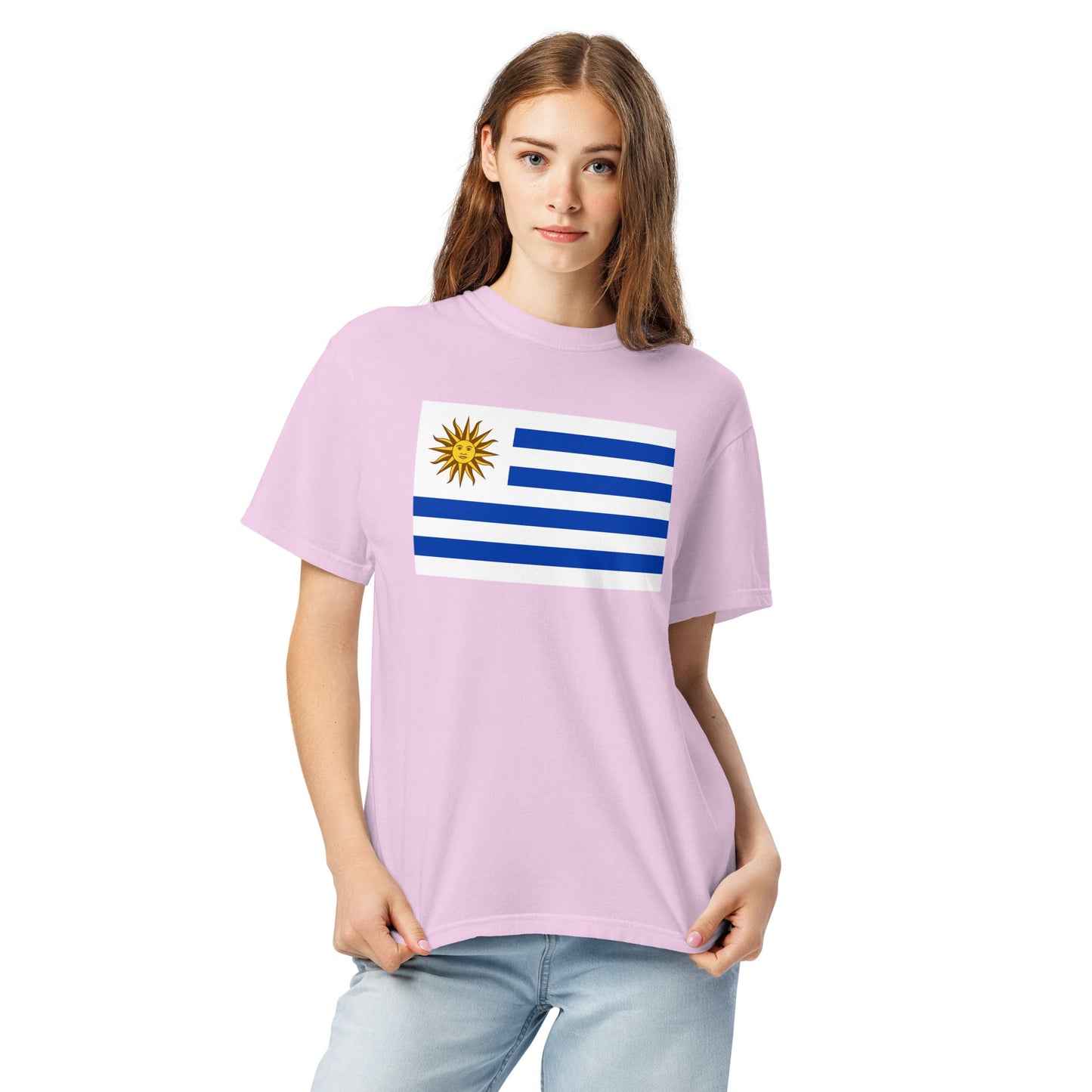 Bold Uruguay 1 flag design tee in true navy, 4X large