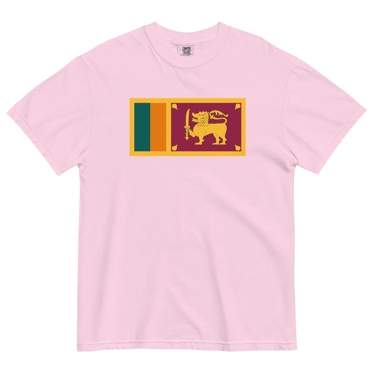 Stylish Sri Lanka flag t-shirt laid flat, large, red