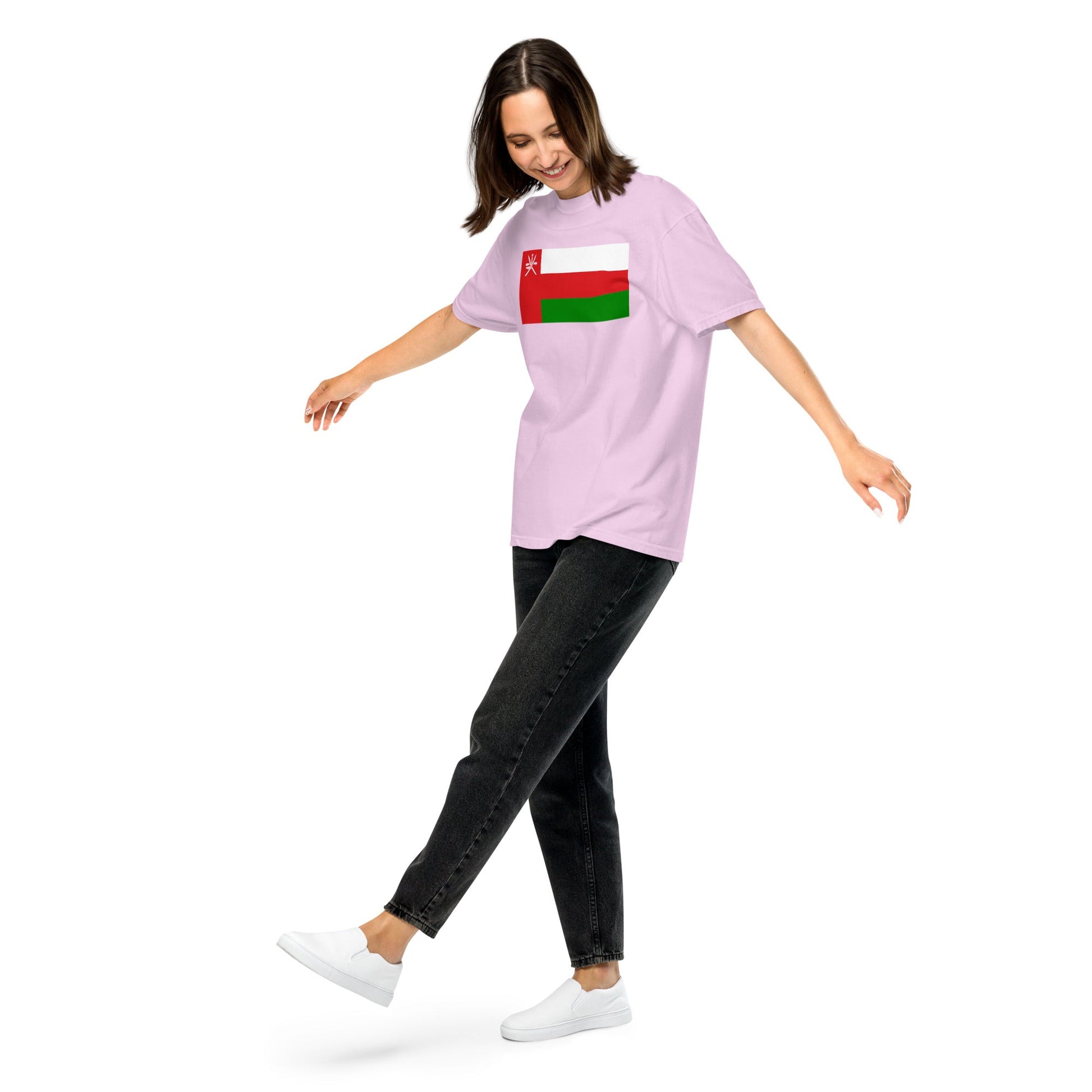 true navy shirt with Oman flag design, small