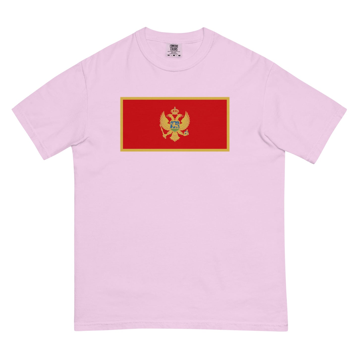 Stylish Montenegro flag t-shirt laid flat, 4X large, true navy