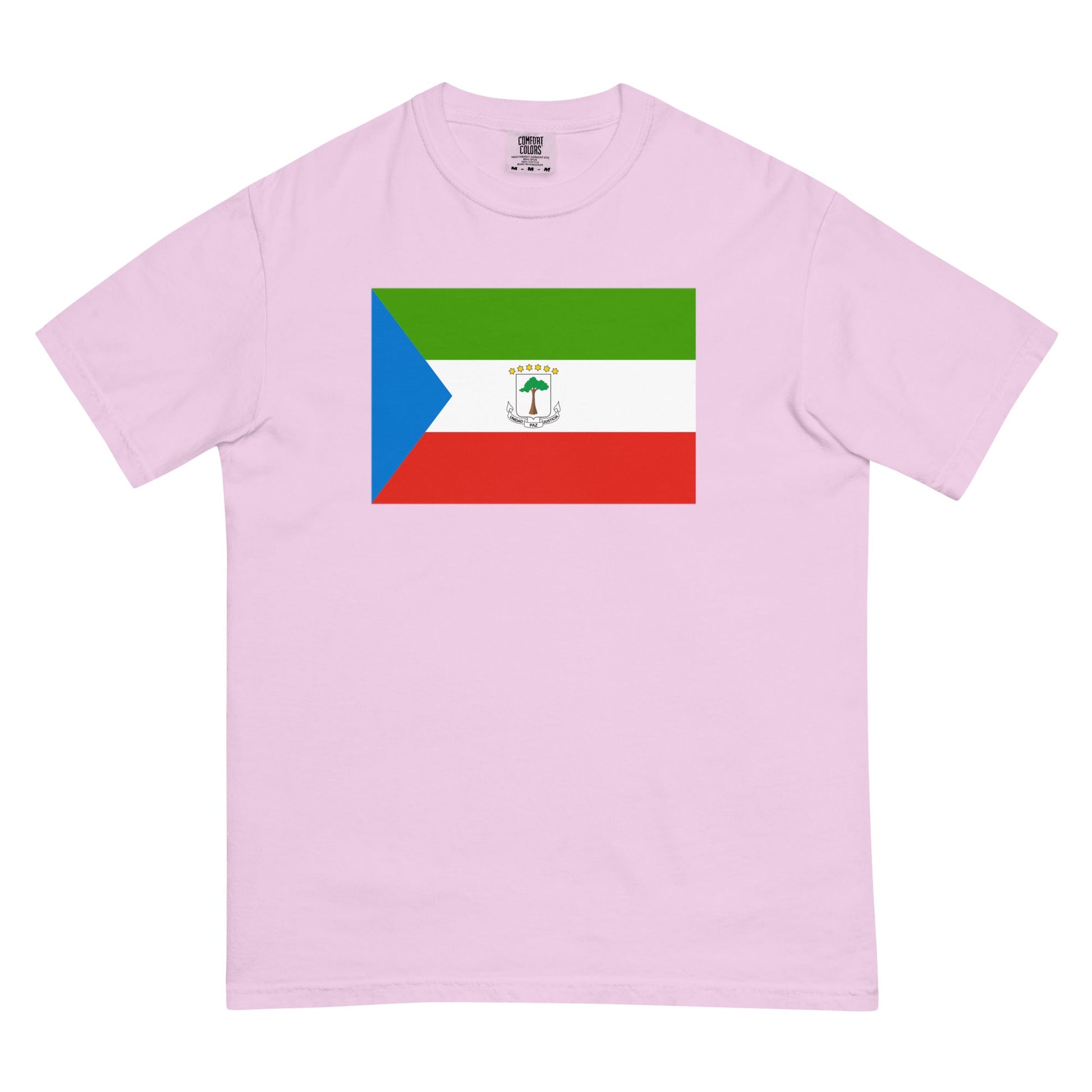 Stylish Equatorial Guinea flag t-shirt laid flat, 2X large, mystic blue