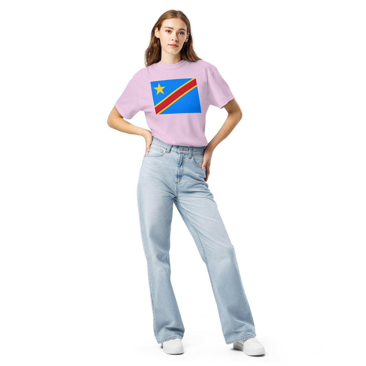 Bold Dominica flag design tee in red, 3X large