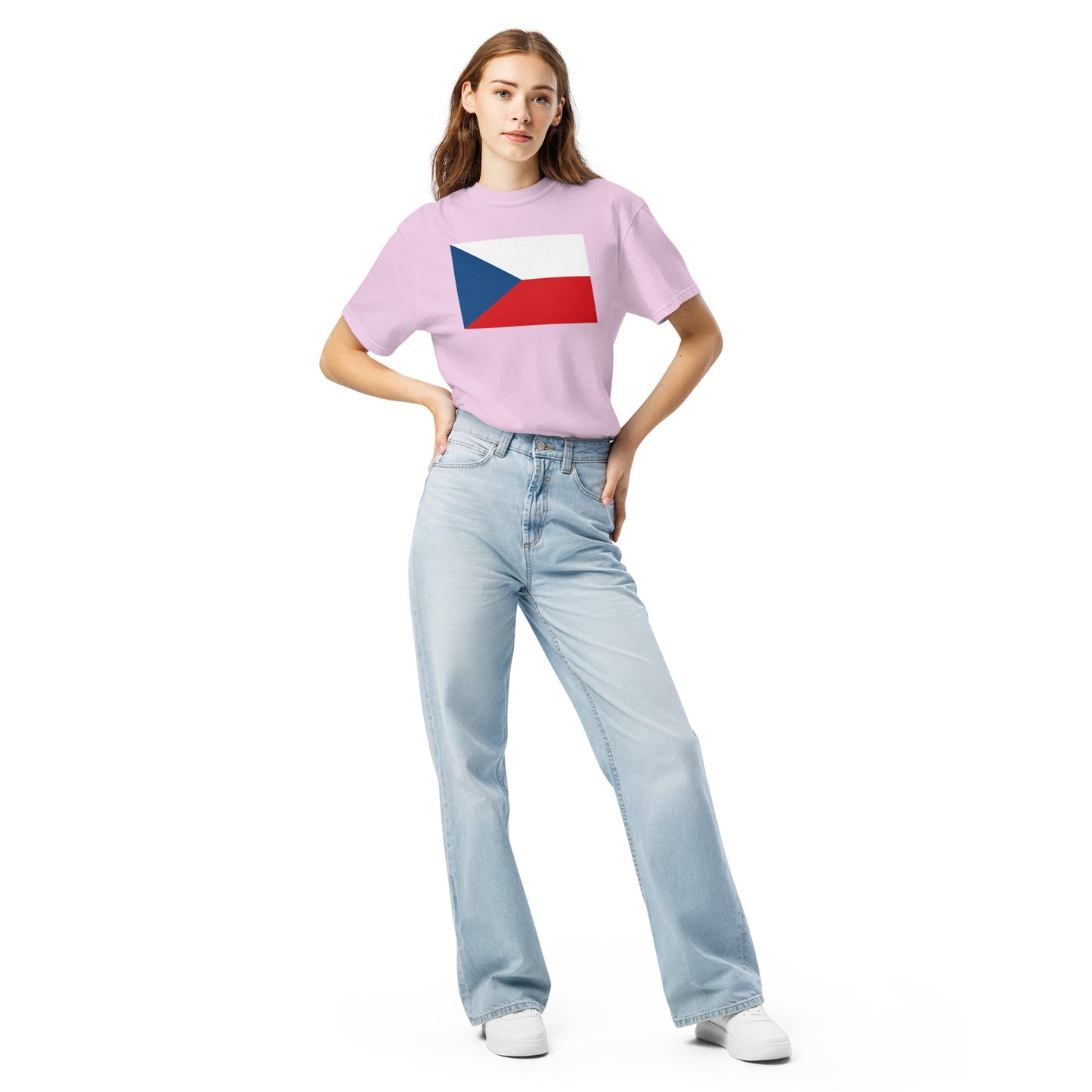 Czechia Czech Republic flag shirt in blue spruce, size large
