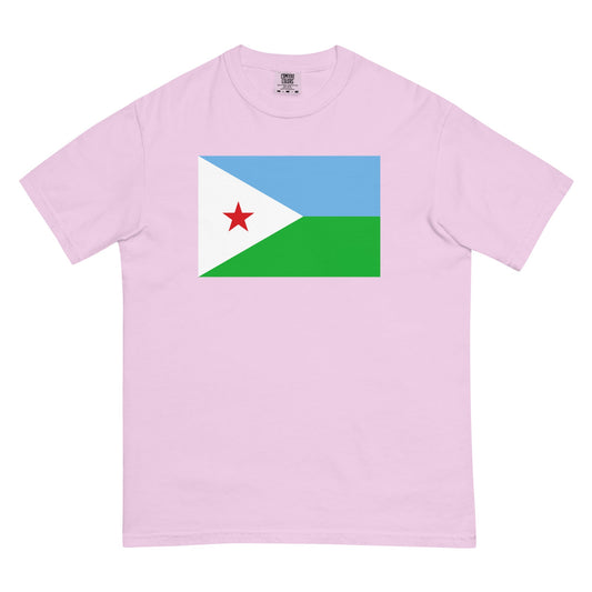 Flat lay of black Djibouti flag tee, small size