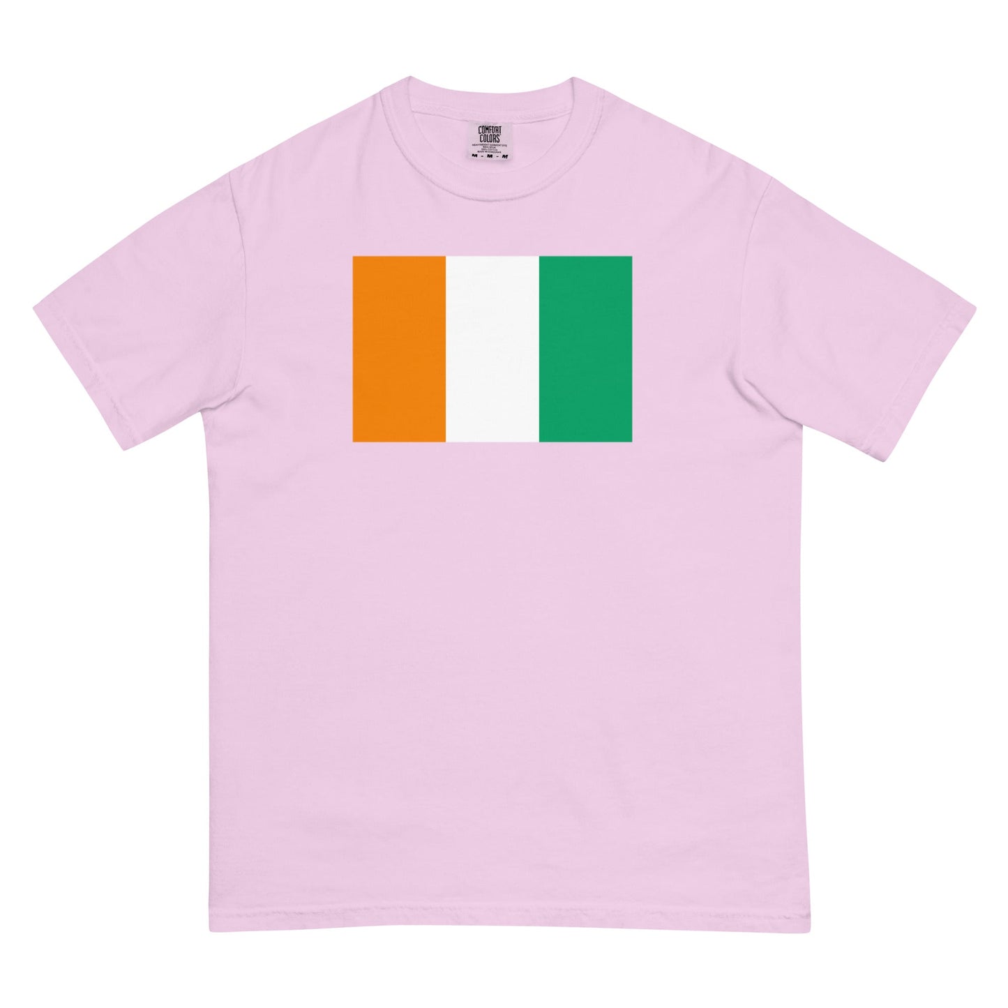 Flat lay of yam Cote Divoire flag tee, small size