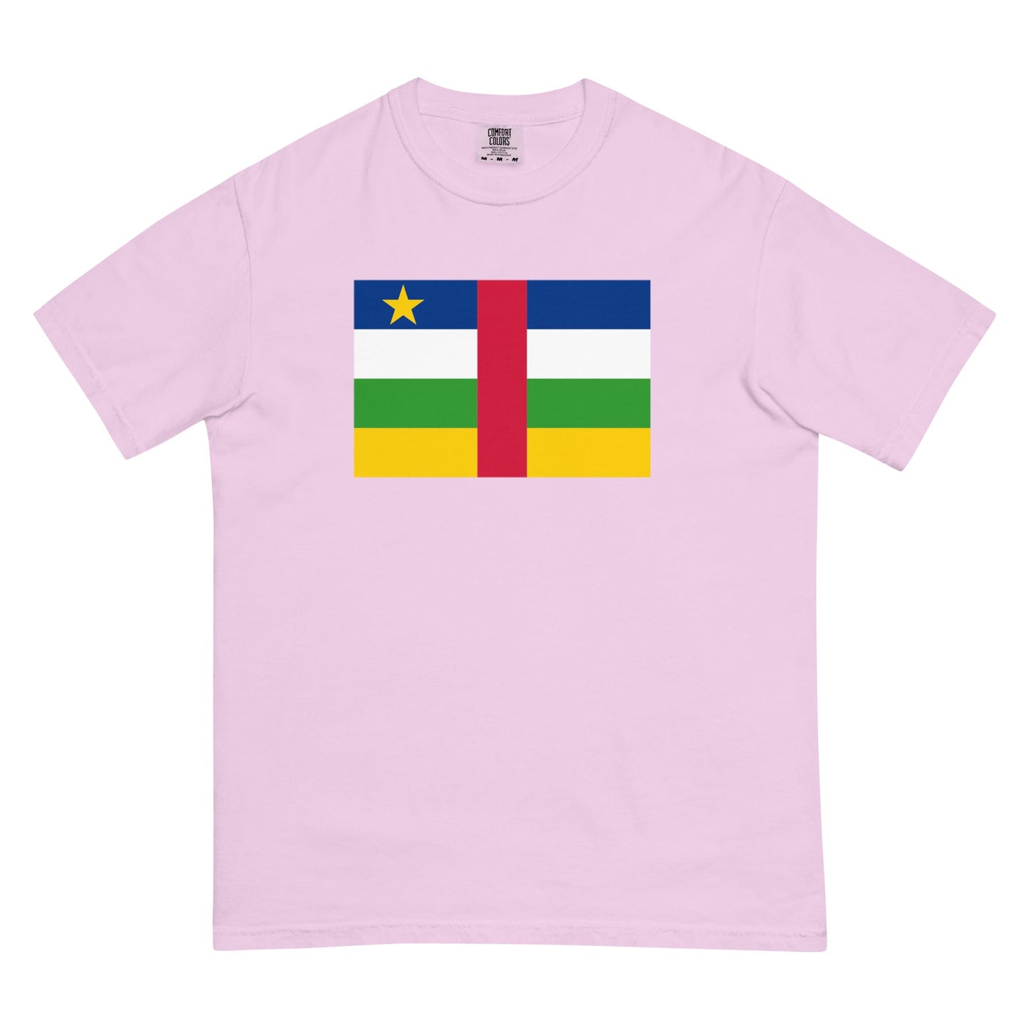 Stylish Central African Republic flag t-shirt laid flat, extra large, espresso
