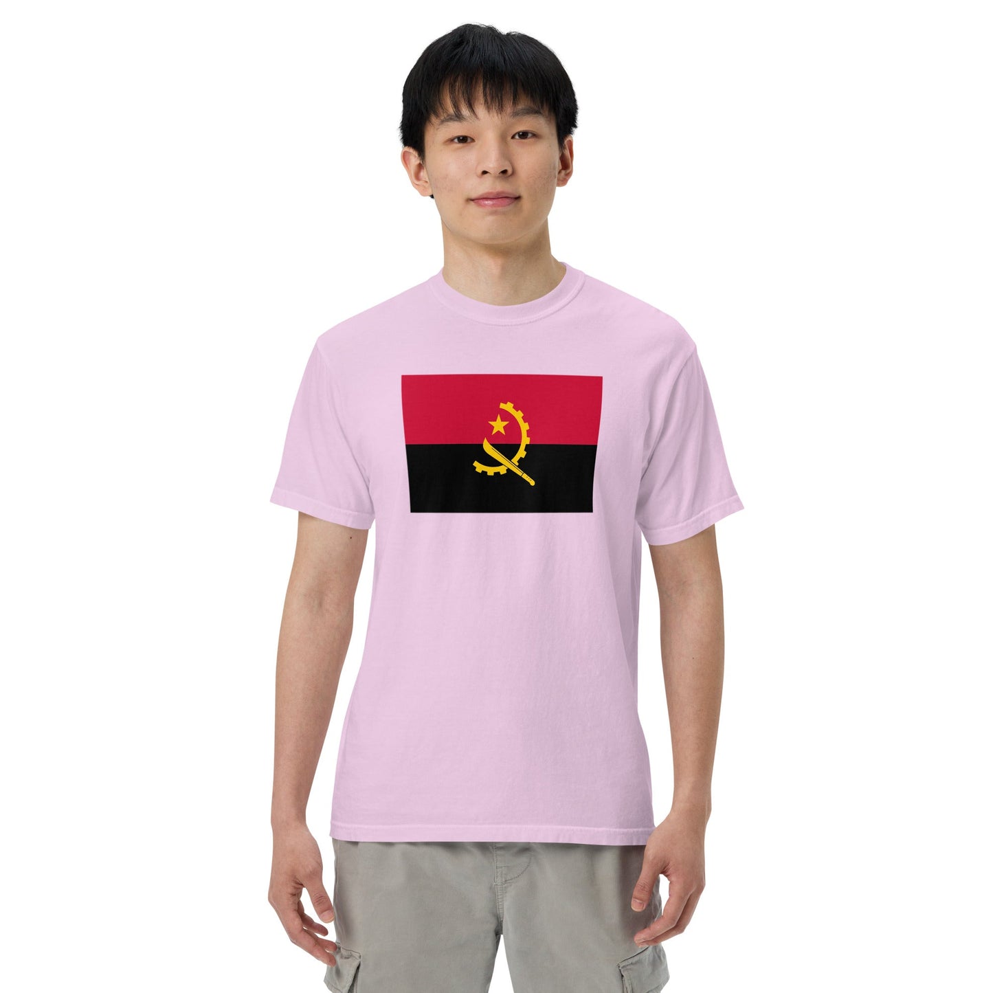 Flag tee representing Angola in berry, extra large