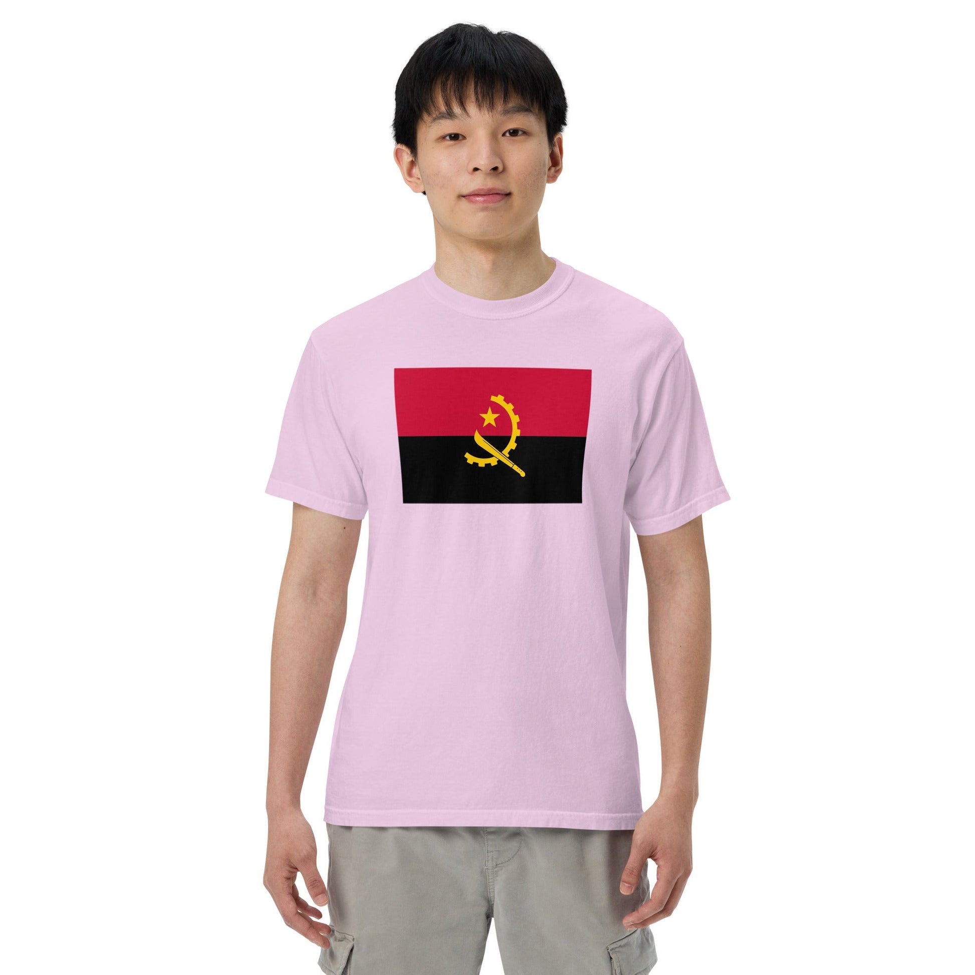 Flag tee representing Angola in berry, extra large