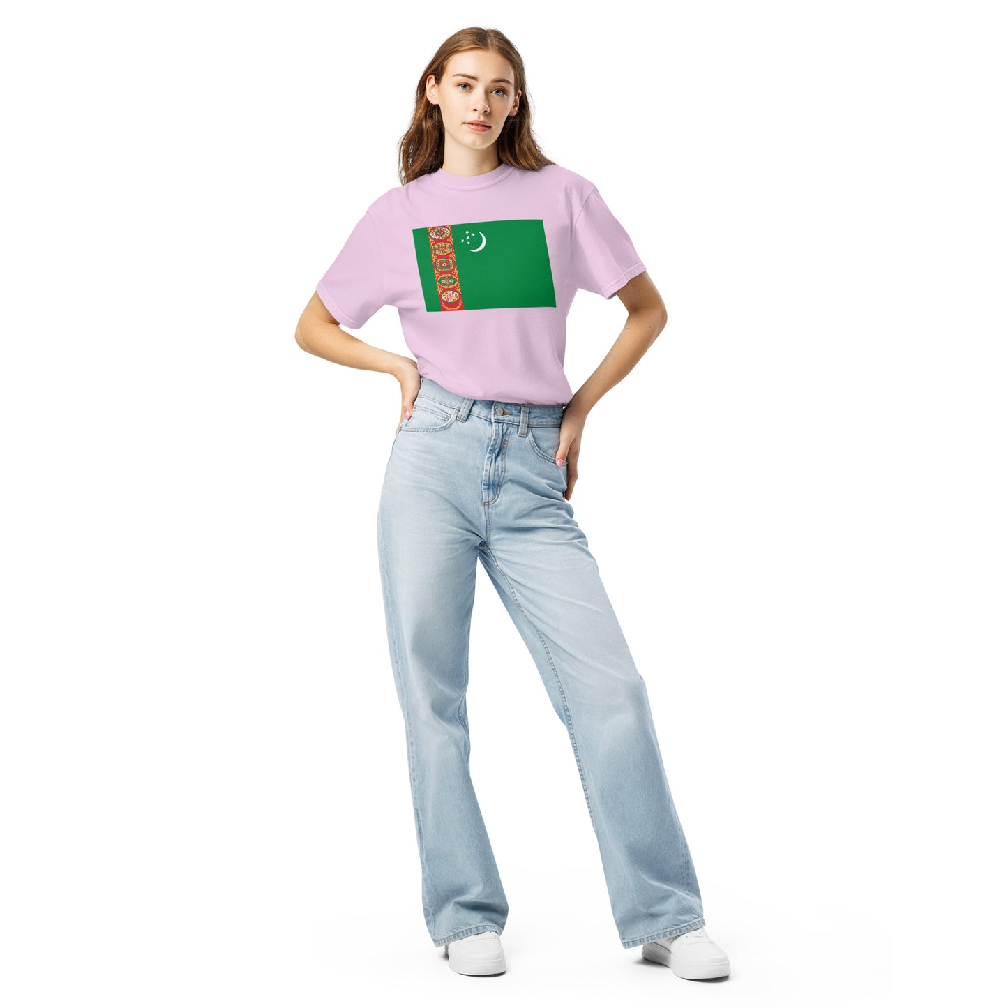 Flag tee representing Turkmenistan in brick, 3X large