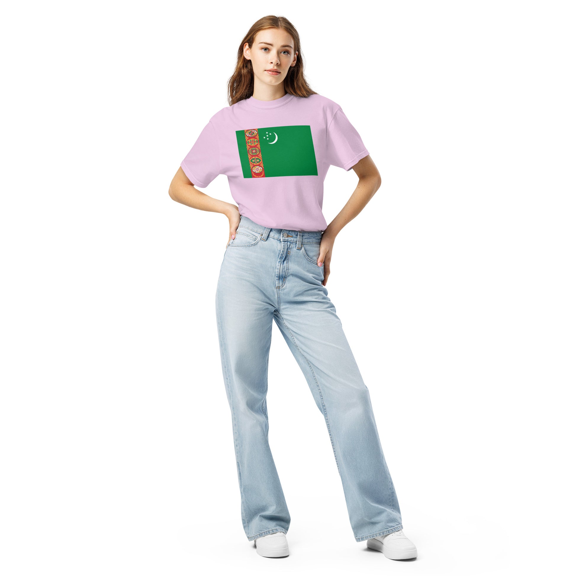 Flag tee representing Turkmenistan in brick, 3X large