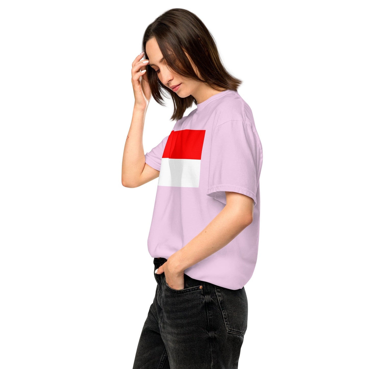 Stylish Indonesia flag t-shirt laid flat, extra large, true navy