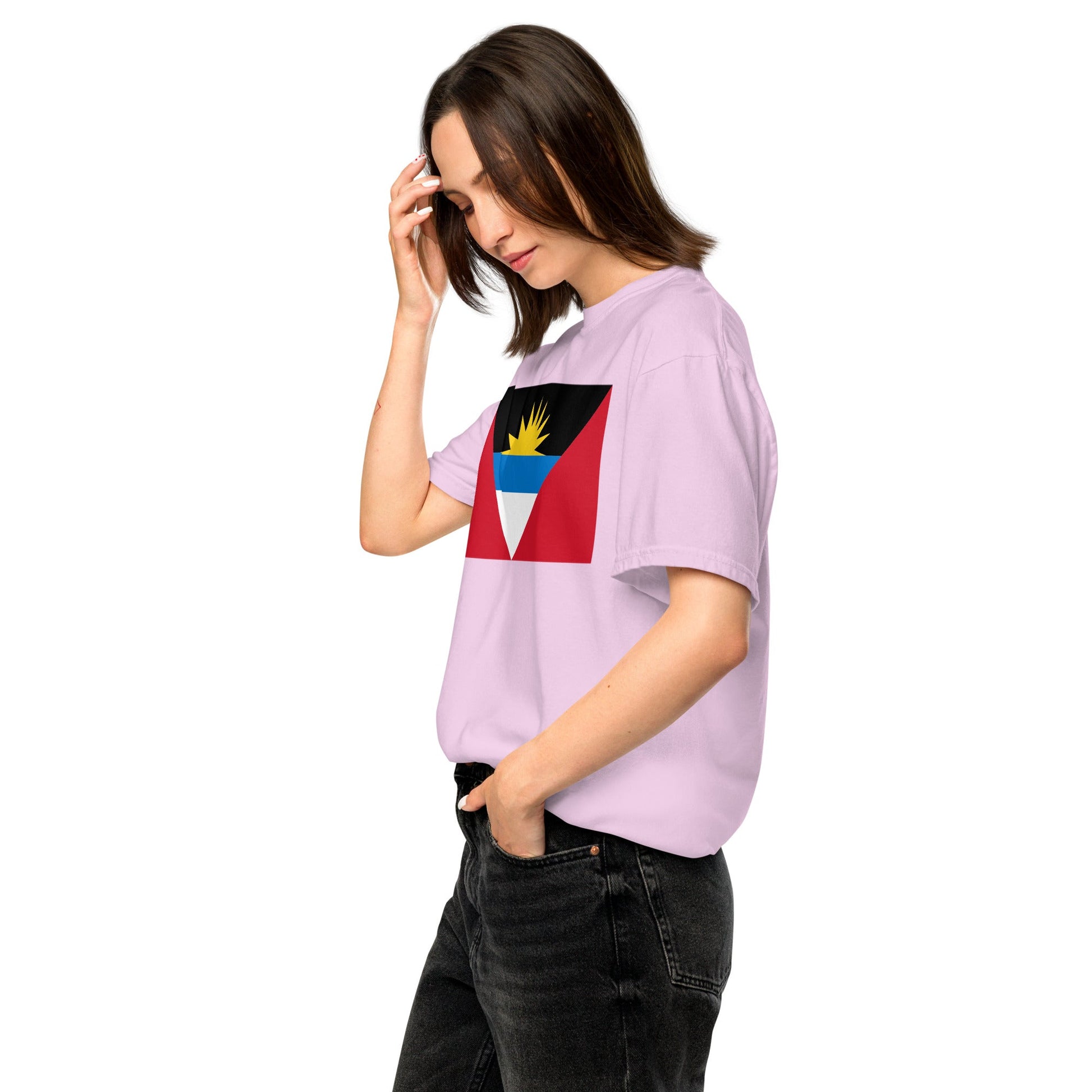 true navy shirt with Antigua And Barbuda Flag Pride Shirt flag design, large