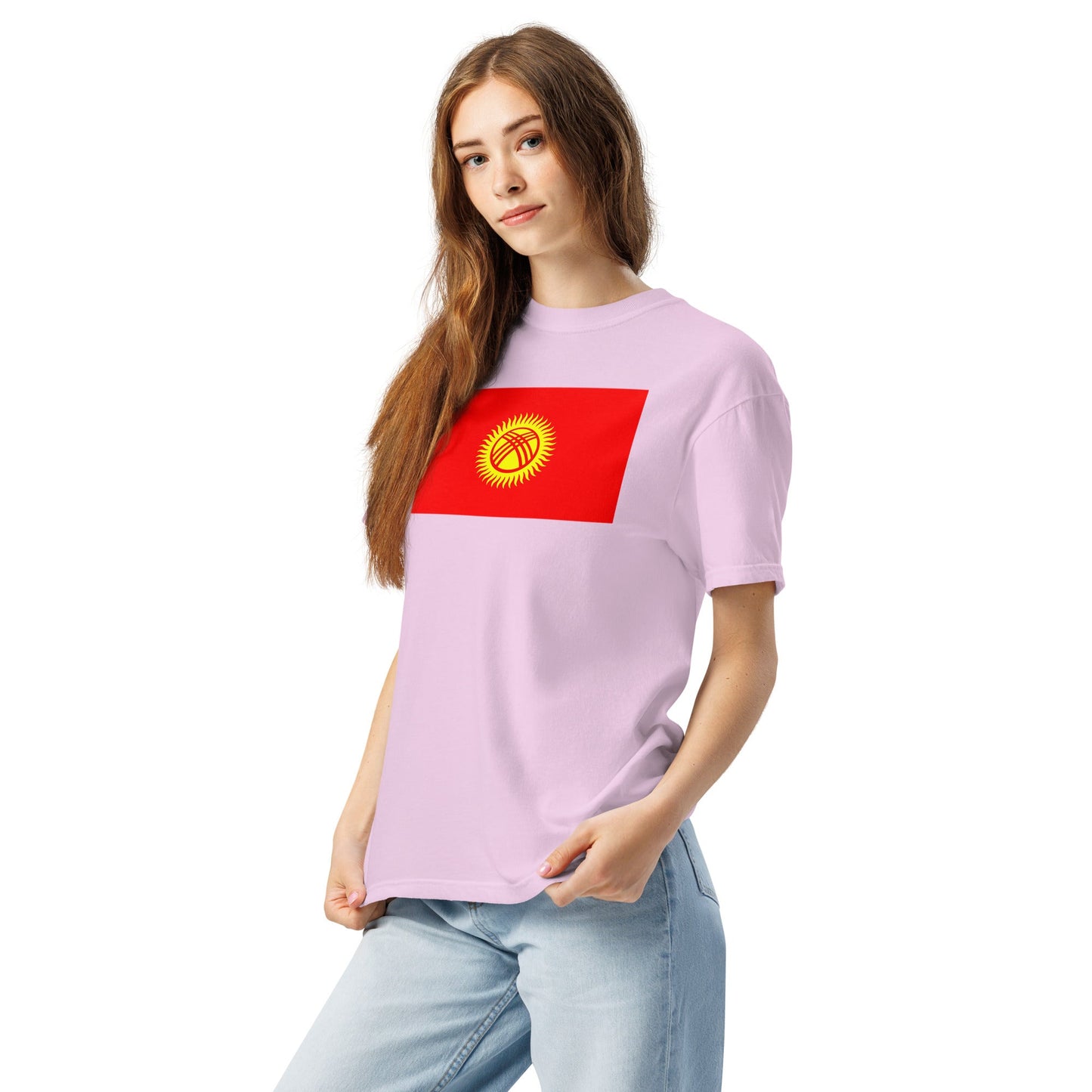 Kyrgyzstan flag shirt in blue spruce, size medium