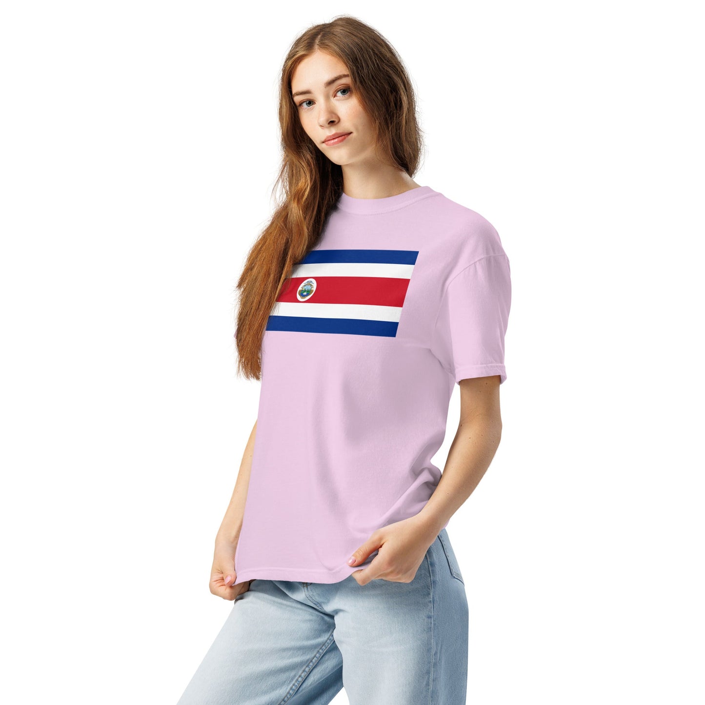 Flat lay of true navy Costa Rica flag tee, extra large size