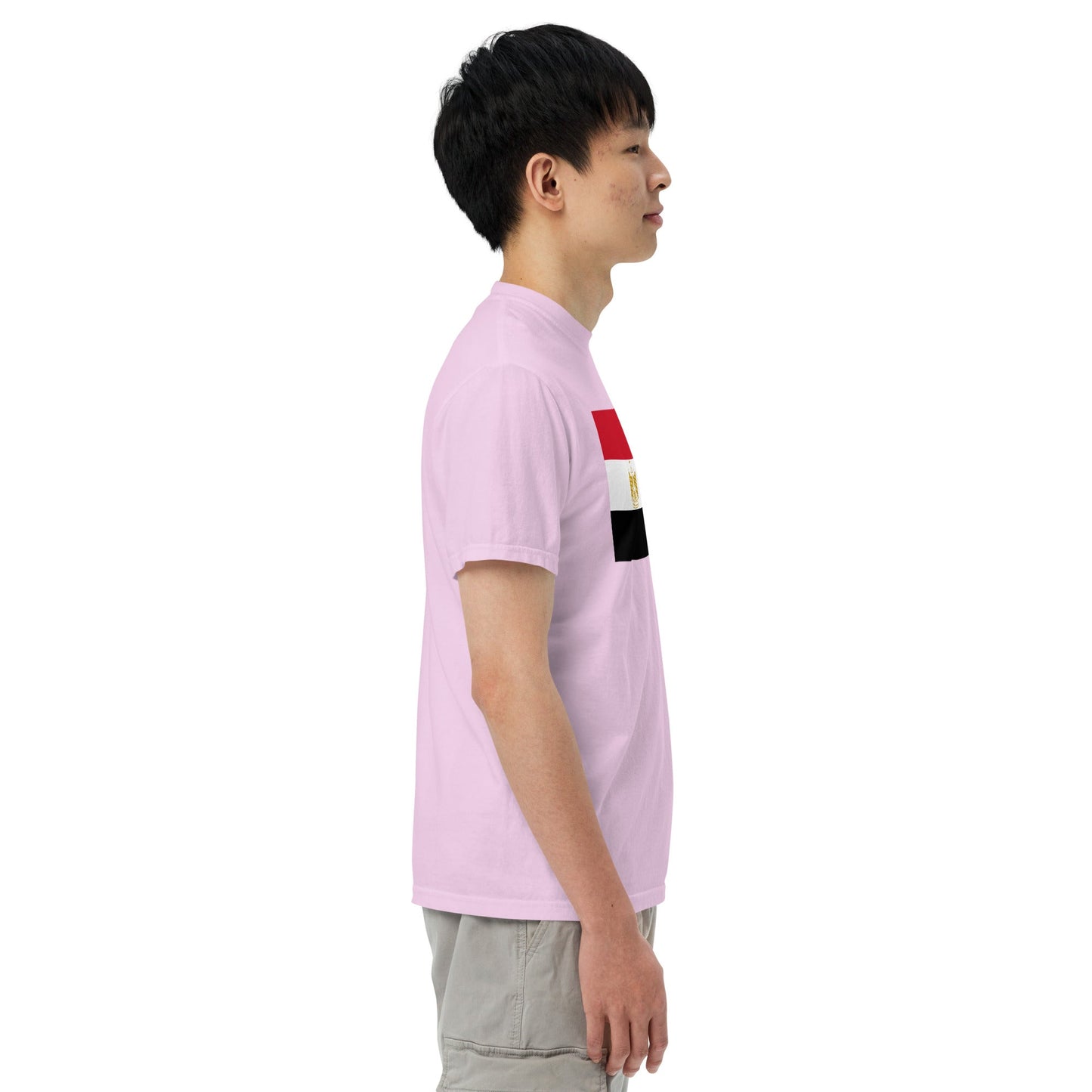 Stylish Egypt flag t-shirt laid flat, medium, brick