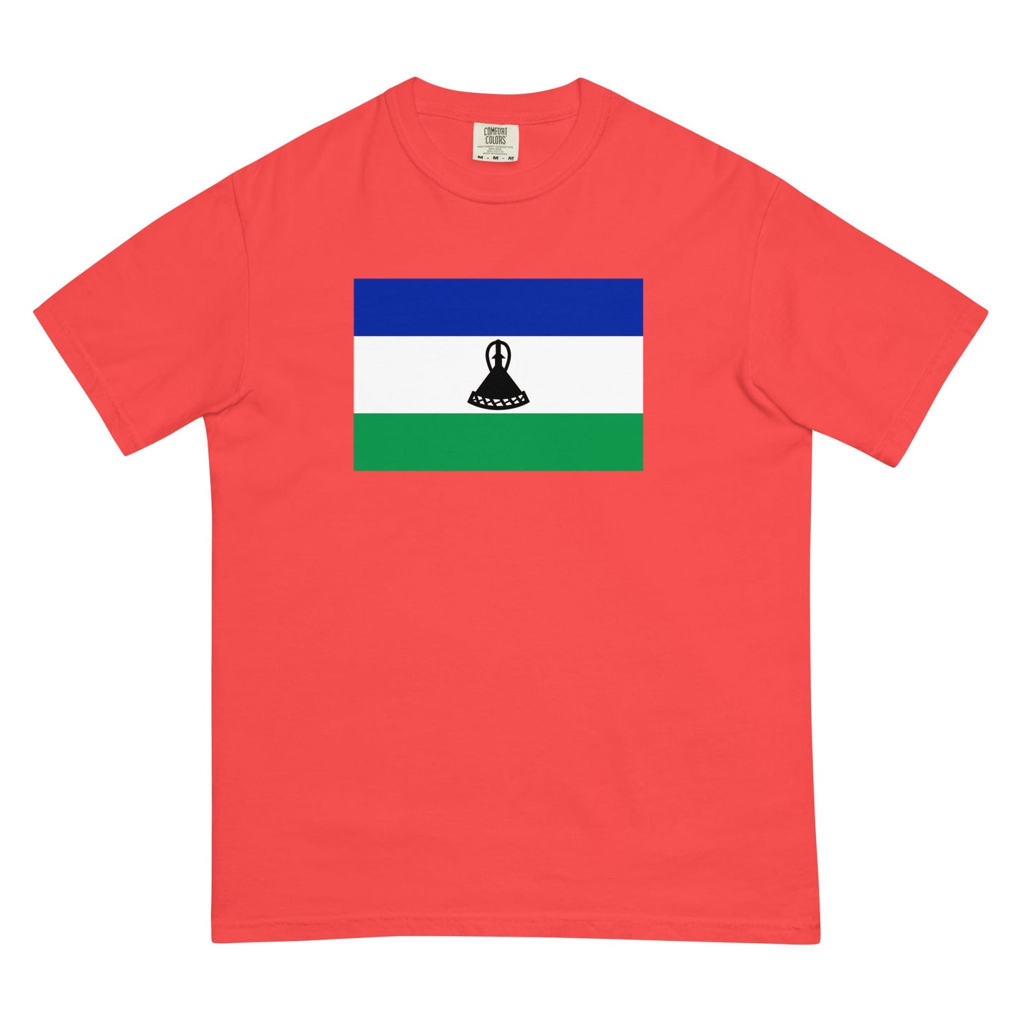 Stylish Lesotho flag t-shirt laid flat, 2X large, true navy