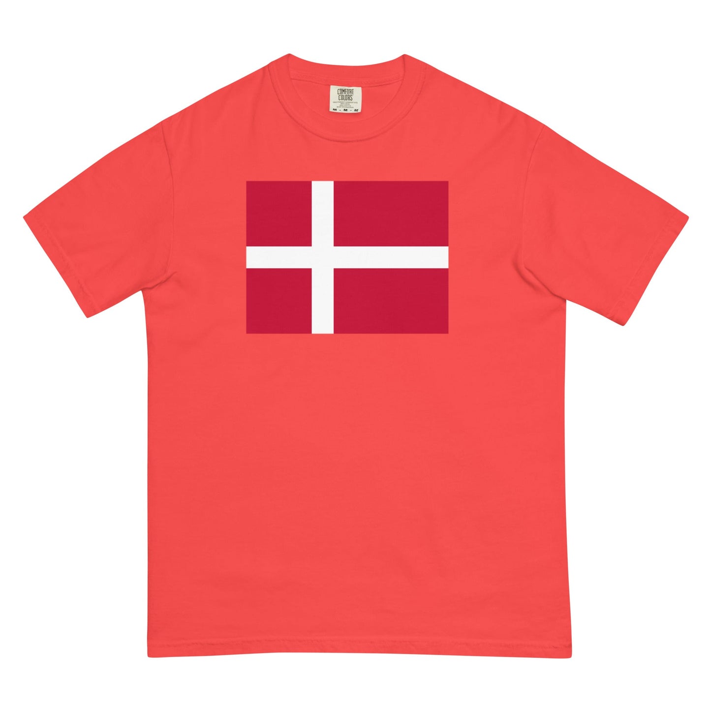 blue spruce shirt with Denmark flag design, 4X large
