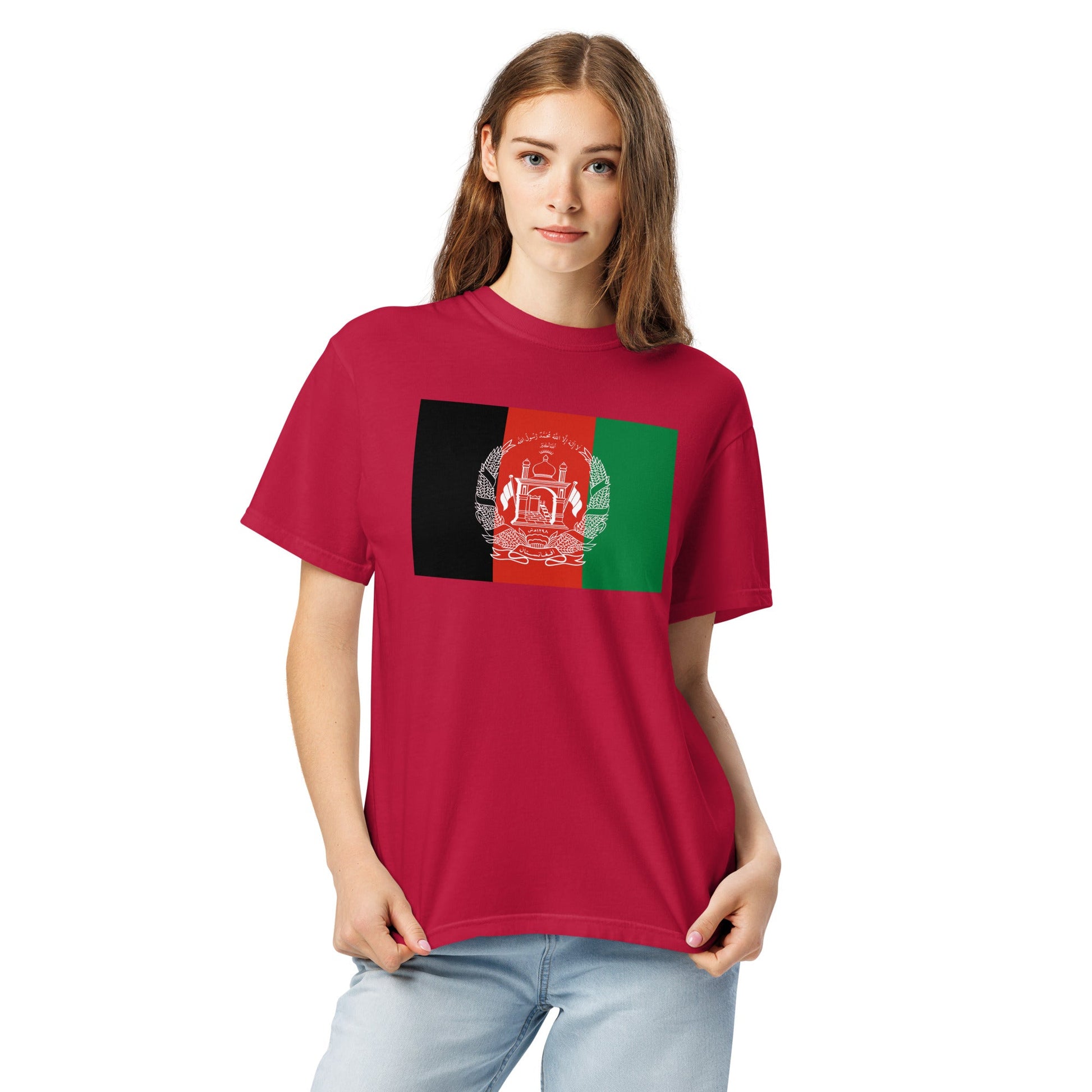 Flag tee representing Afghanistan in black, large