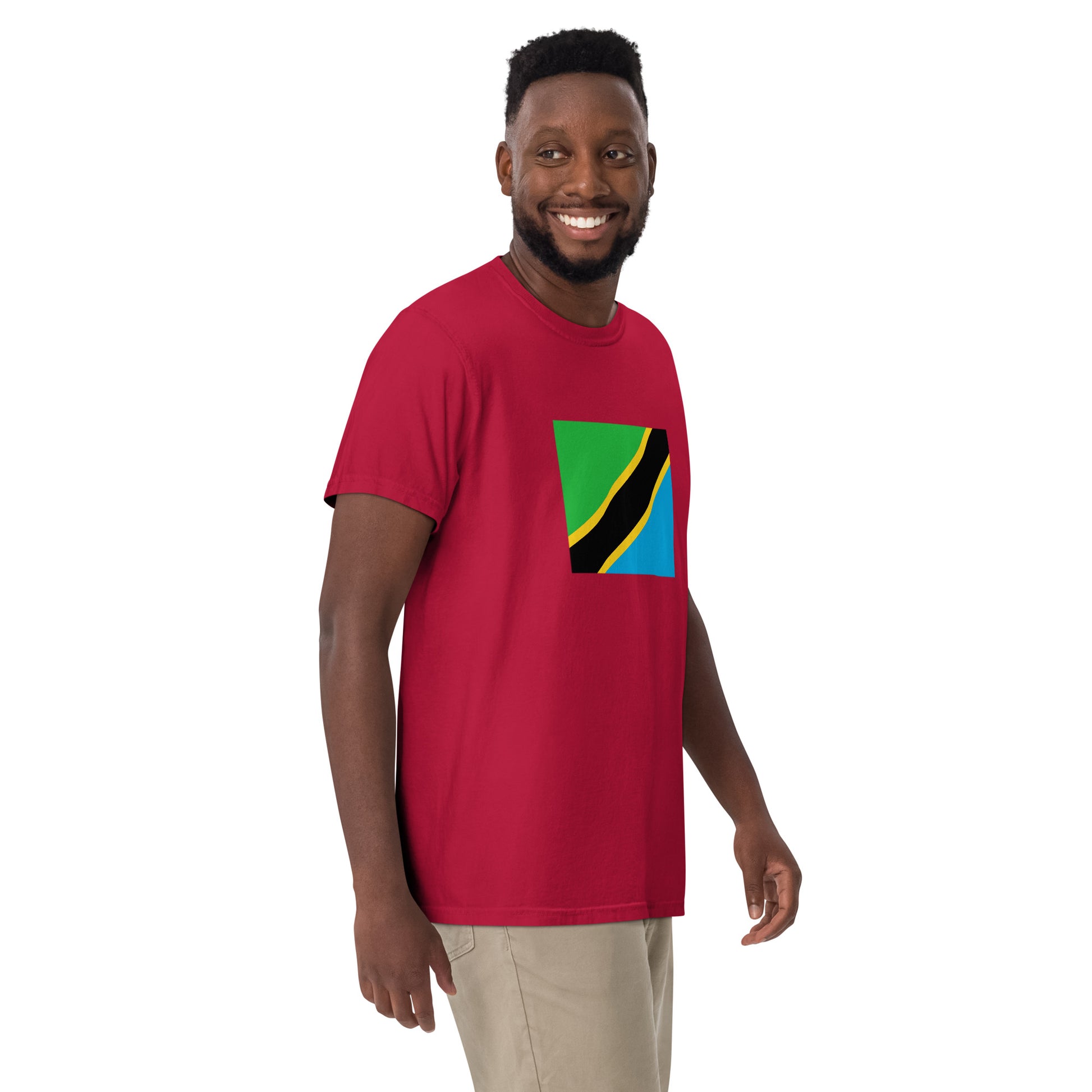 Flat lay of black Tanzania flag tee, extra large size