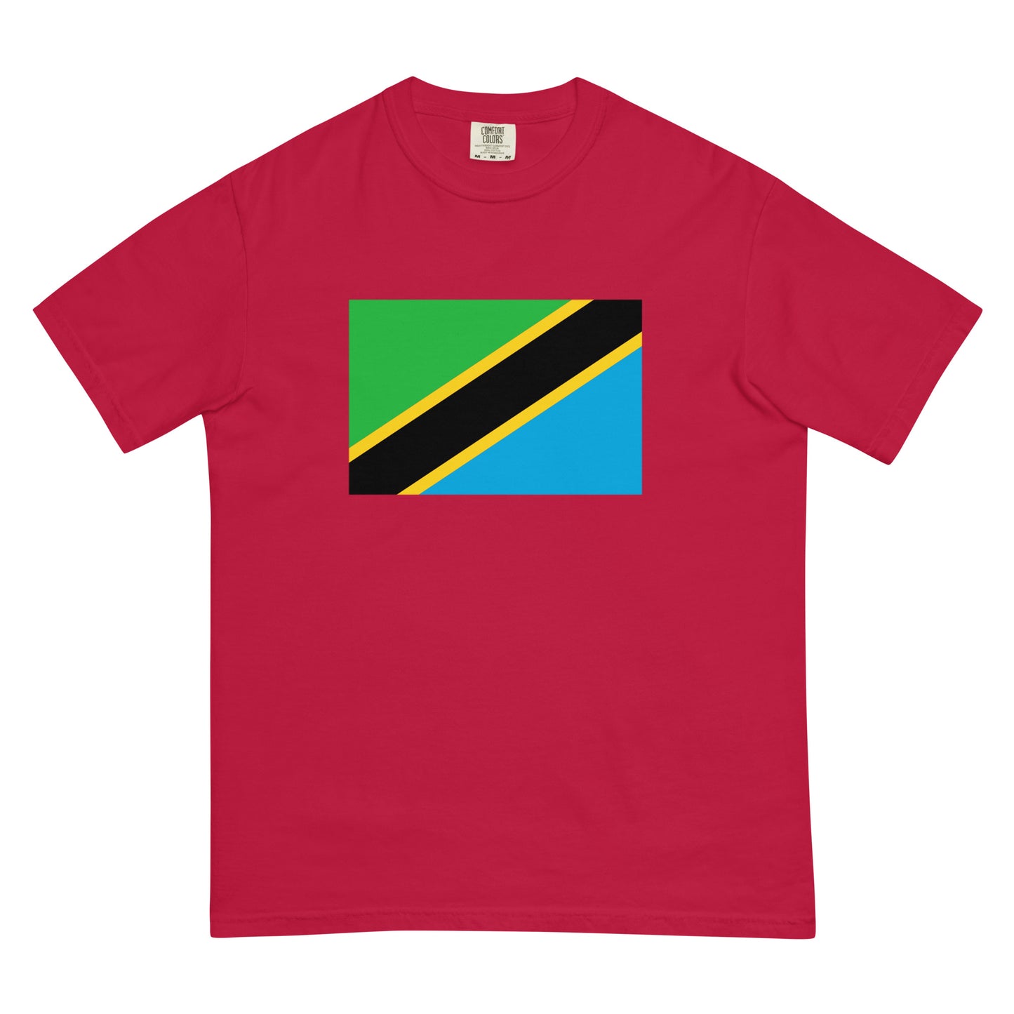 Stylish Tanzania flag t-shirt laid flat, 4X large, black