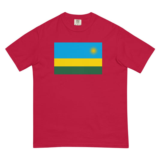 Flat lay of black Rwanda flag tee, small size
